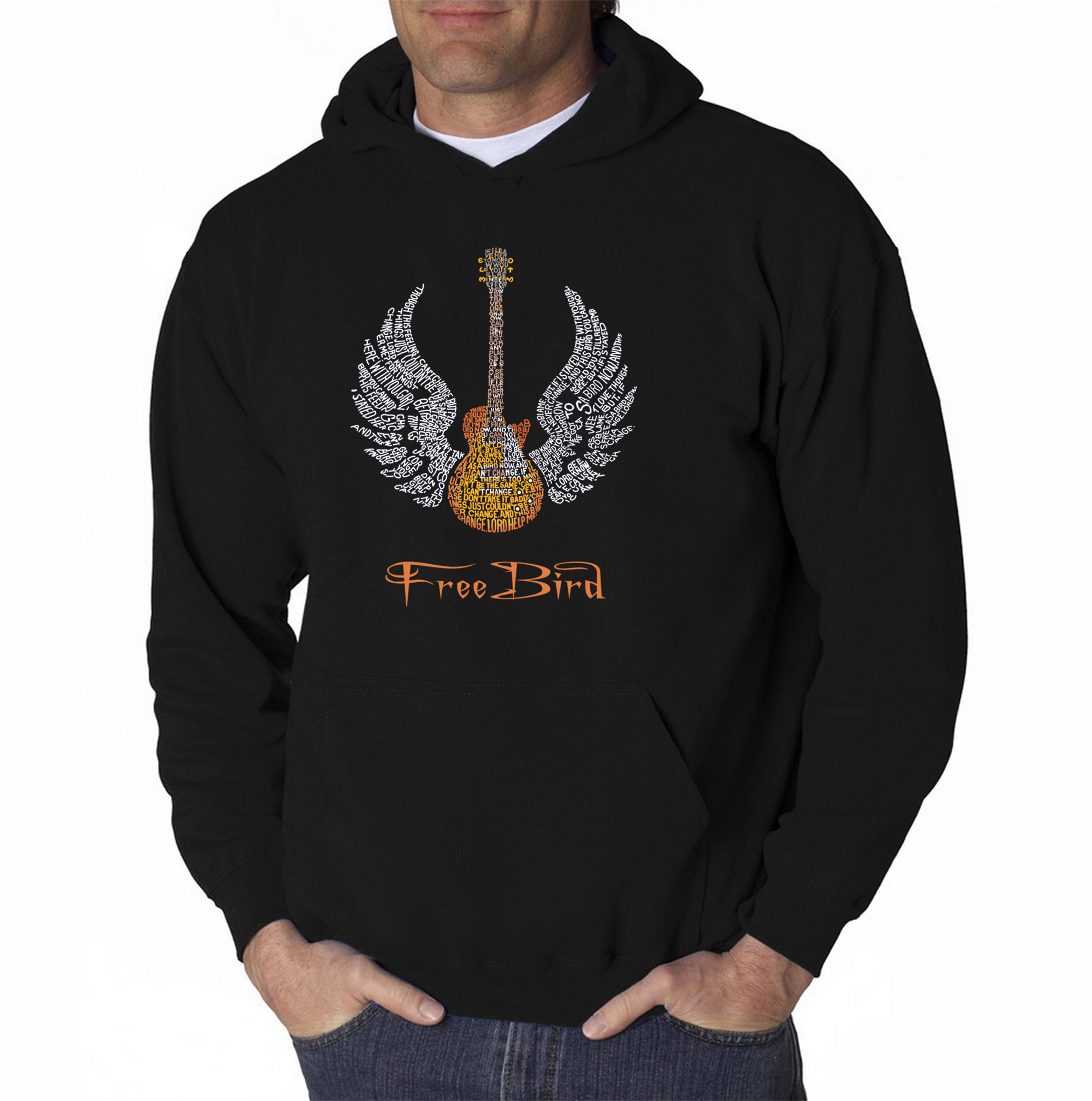 LA Pop Art LYRICS TO FREEBIRD - Men's Word Hooded Sweatshirt