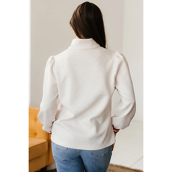 Threaded Pear Women's Danna Zipped Collar Pullover Top
