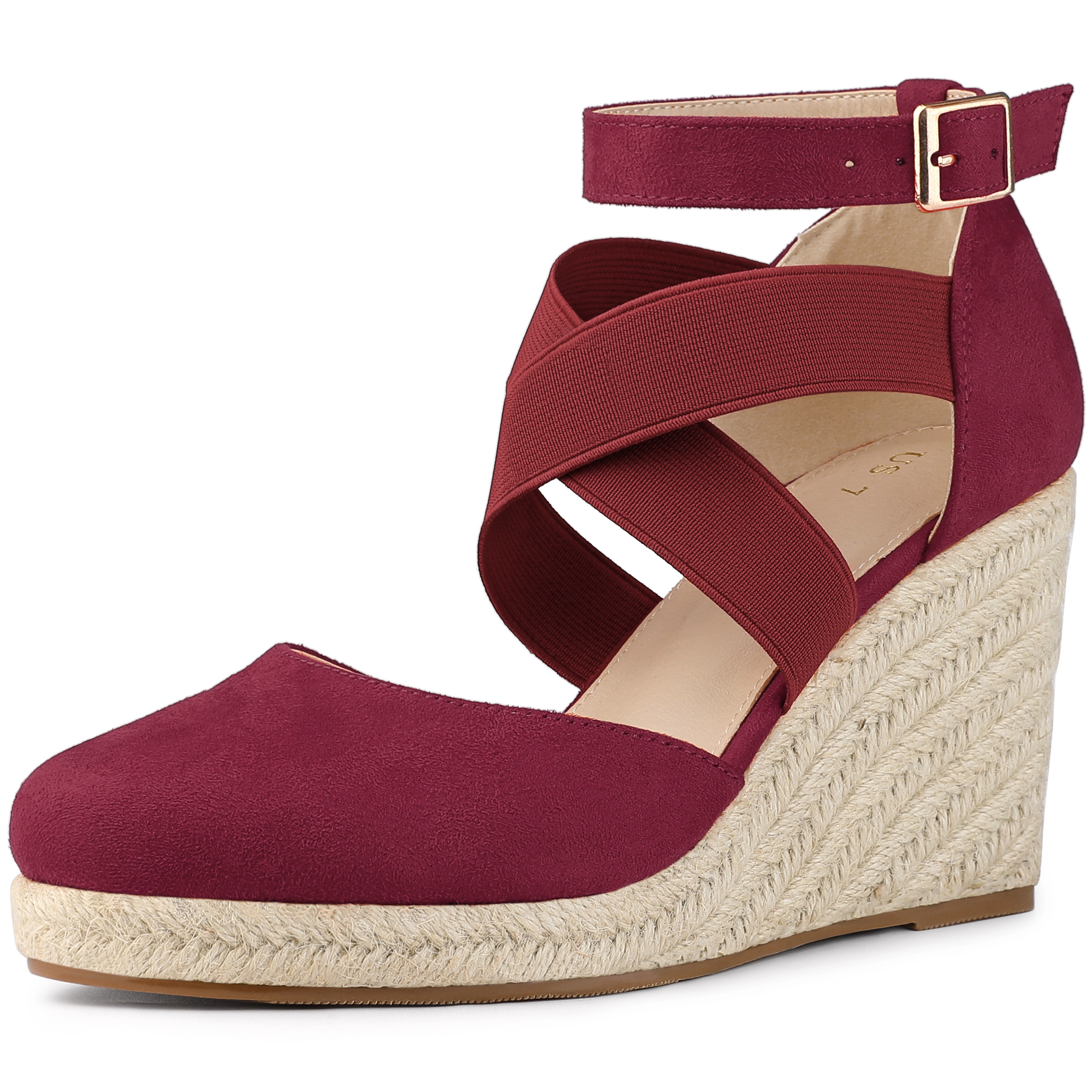 BLISSFUL STEP Women's Closed Toe Espadrilles Wedge Ankle Strap Sandals