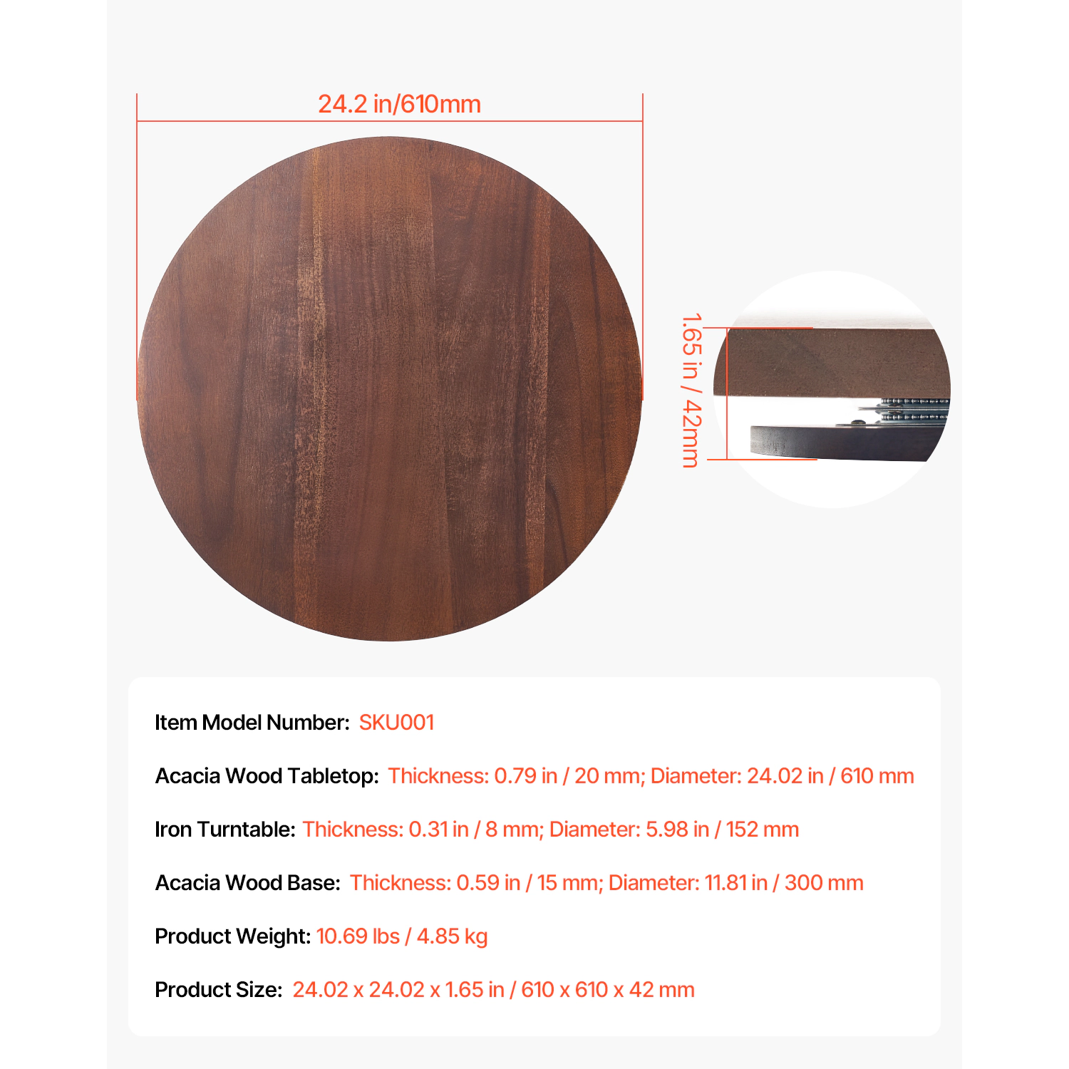 HONGGE Lazy Susan Turntable Dining Table Centerpiece Rotating 360° Smooth Silent Spin for Family Gatherings Banquets