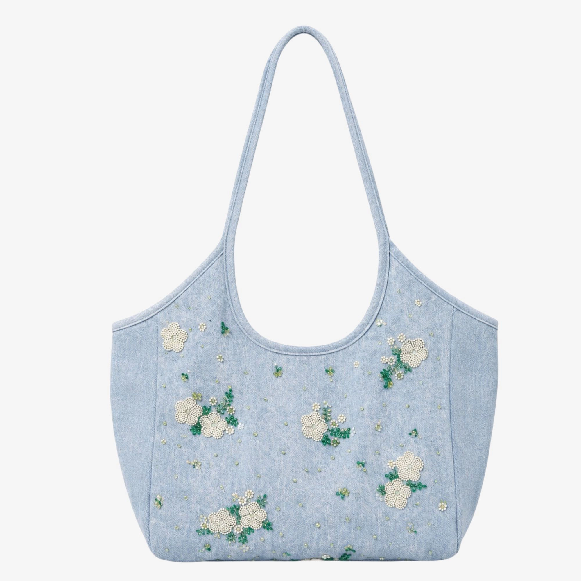 Alilang Women's Embroidered Denim Tote Bag for Women, Casual Everyday Carry