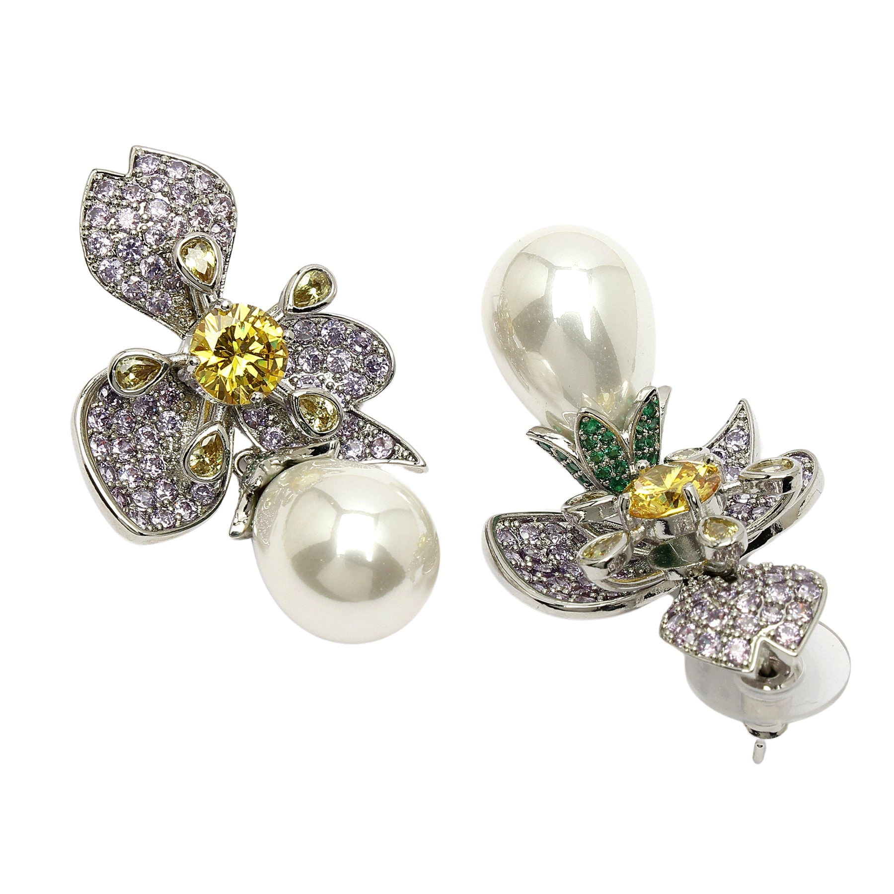 AGP PARIS Womens Diva Collection Floral Drop Earrings In Zirconia