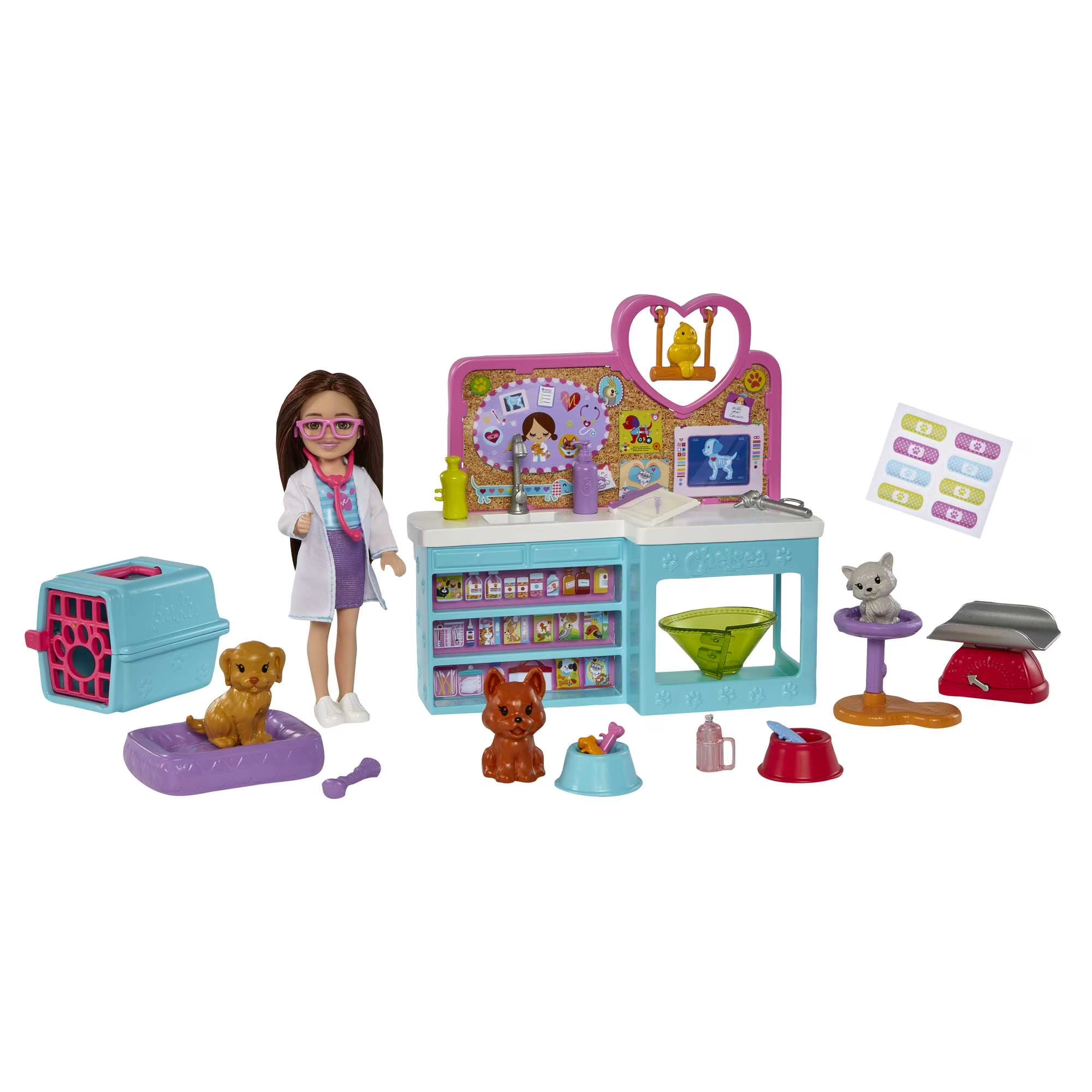 Barbie Chelsea Pet Vet Playset with Doll and 4 Animal Figures
