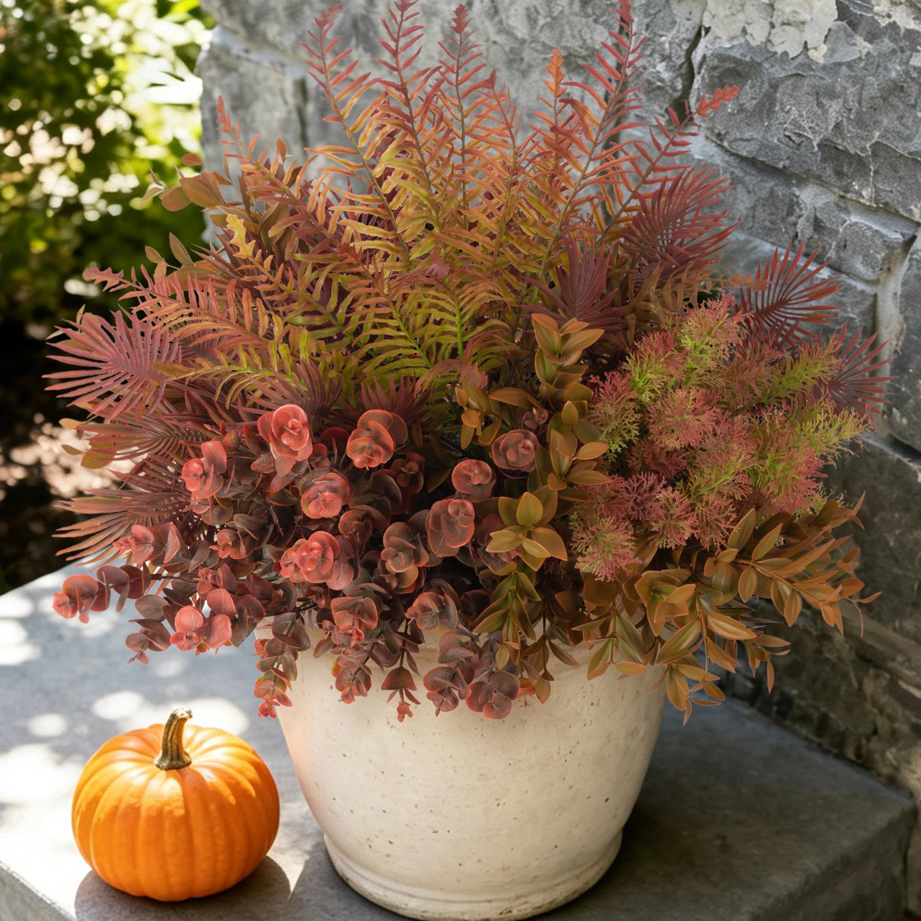 PUPWE 8 Fall Outdoor Faux Plants Uv Resistant