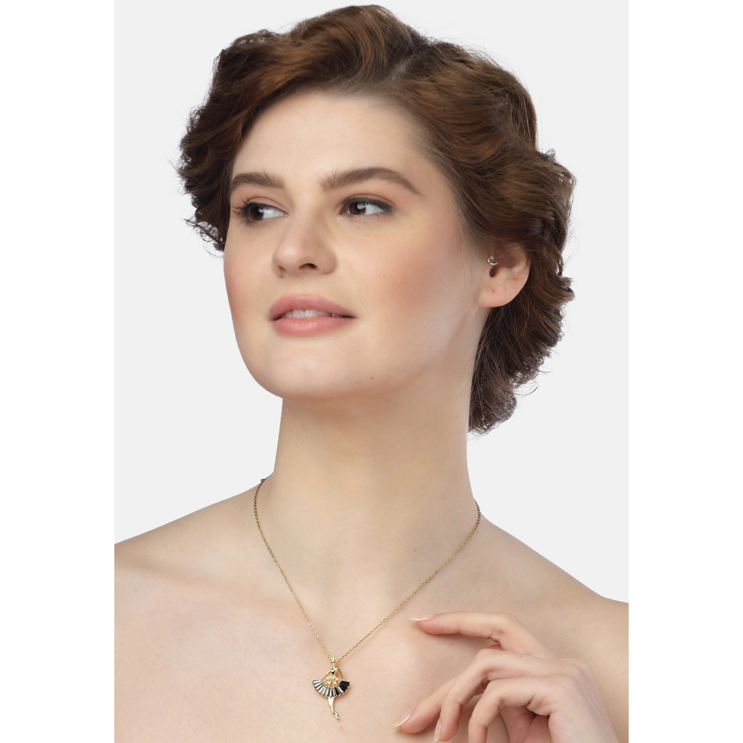 AGP PARIS Womens Golden Ballerina Grace Pendant Necklace