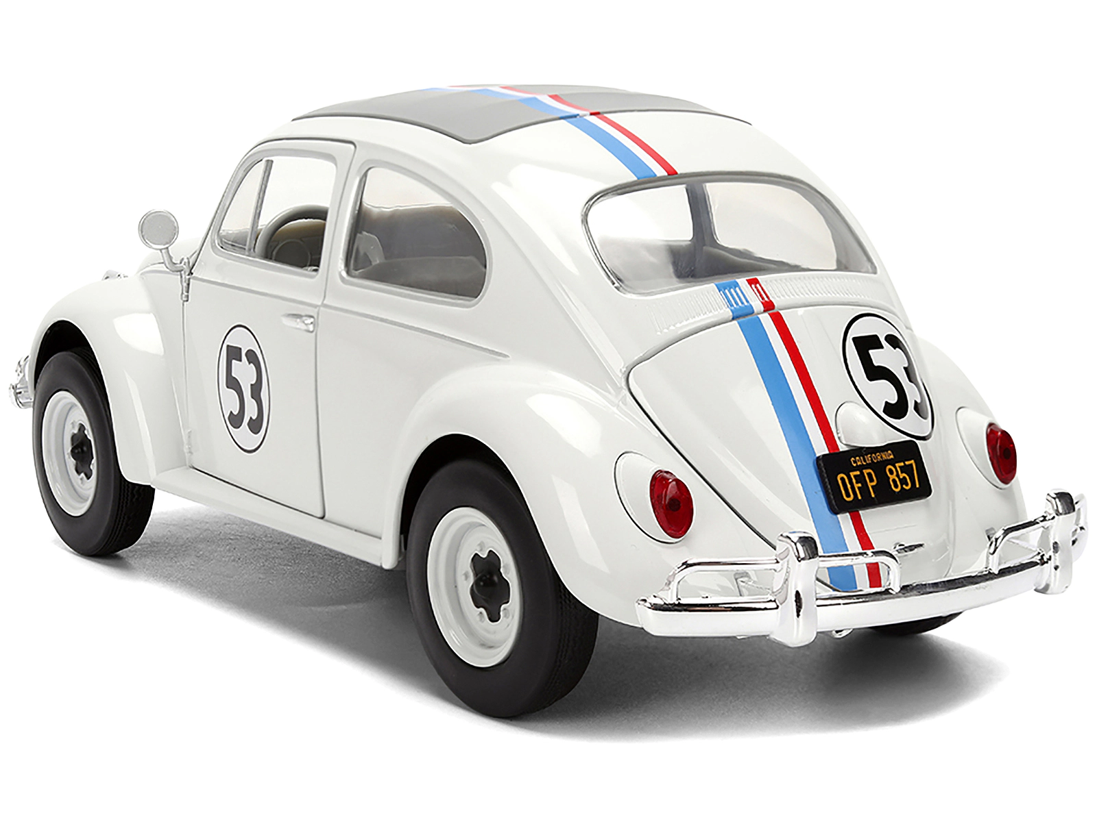 Jada Volkswagen Beetle #53 "Herbie" White with Stripes "The Love Bug" (1968) Movie with Extra Wheels 1/24
