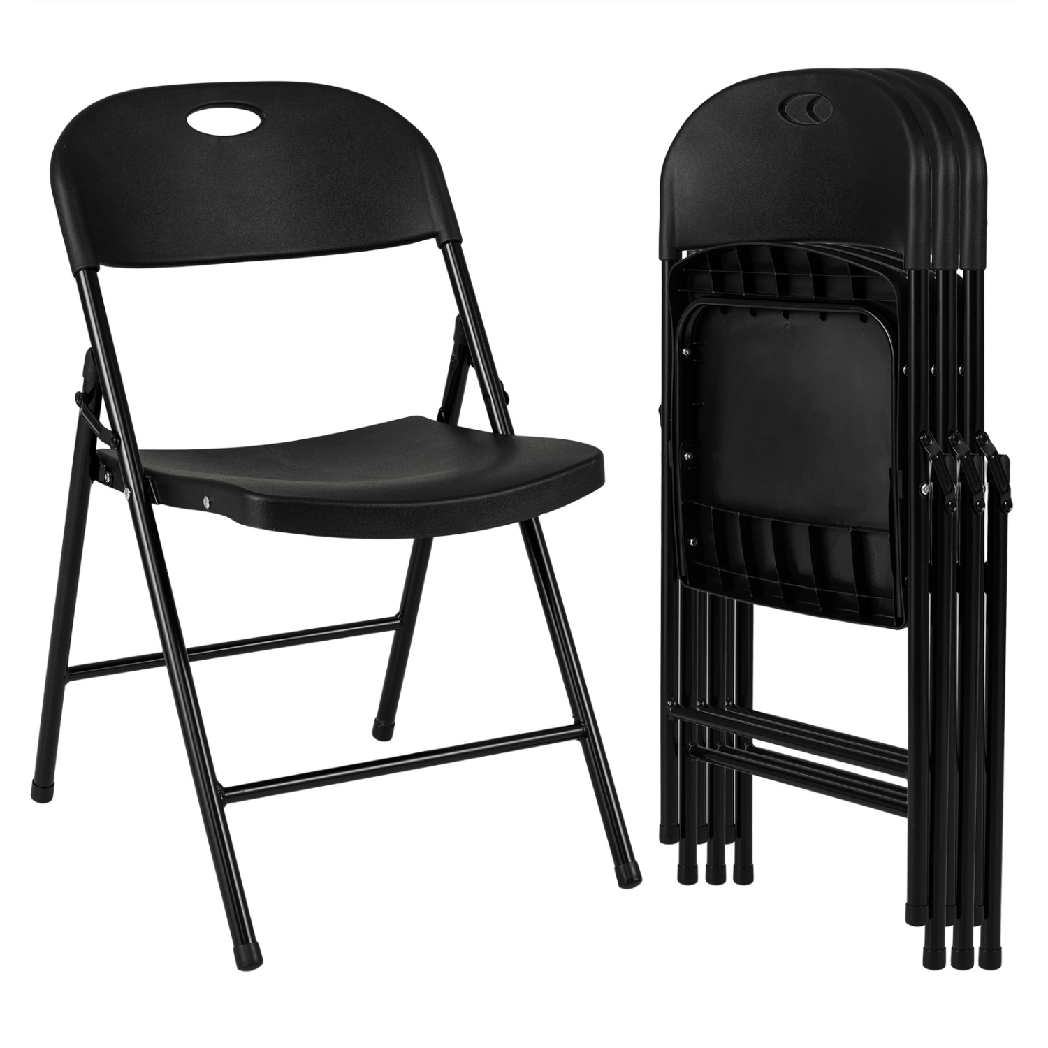 LJG Set of Foldable Plastic Chairs with Ergonomic Backrest