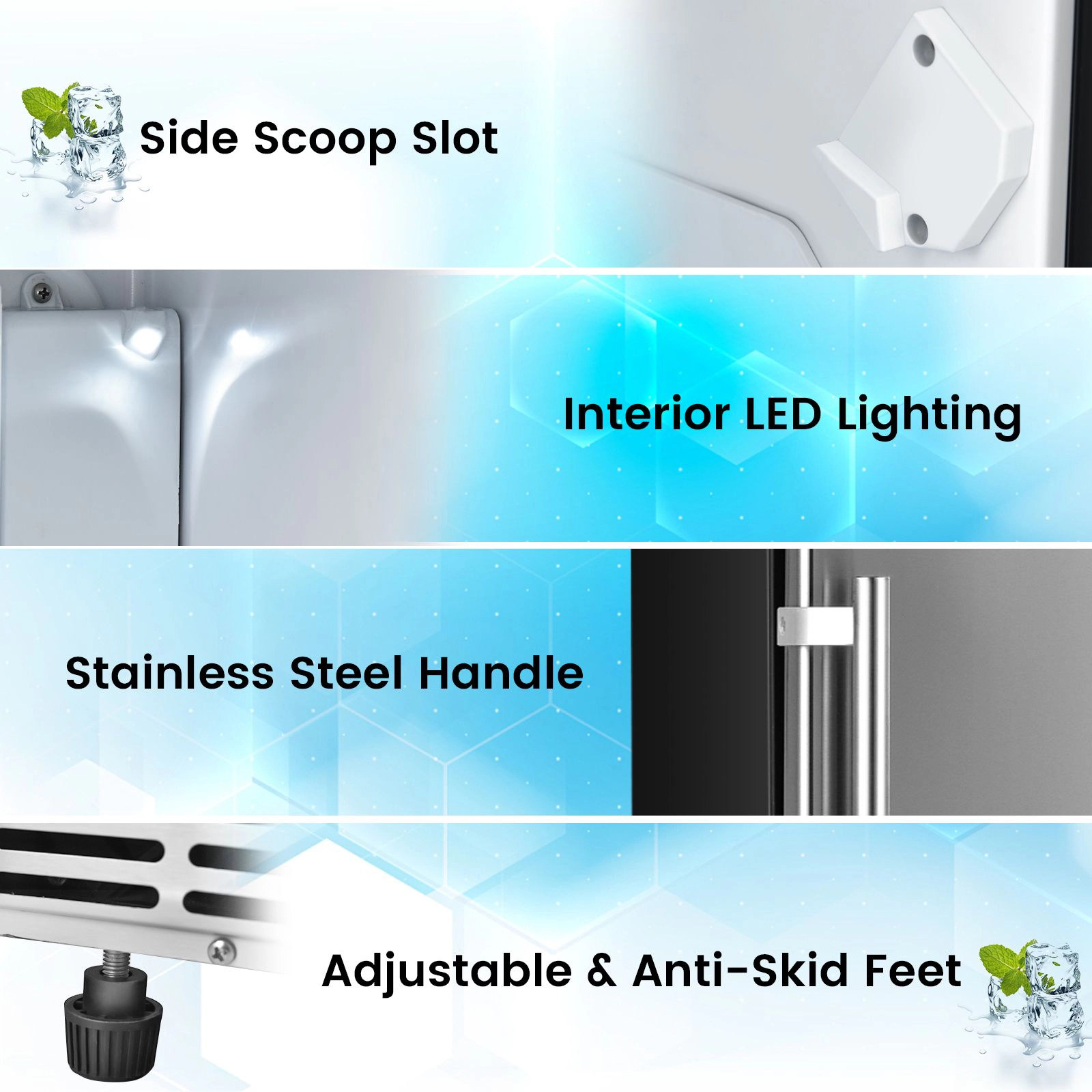 SlickBlue Silver Black Freestanding Ice Machine, 80 Lbs Daily, 24 Lbs Storage, 24H Timer