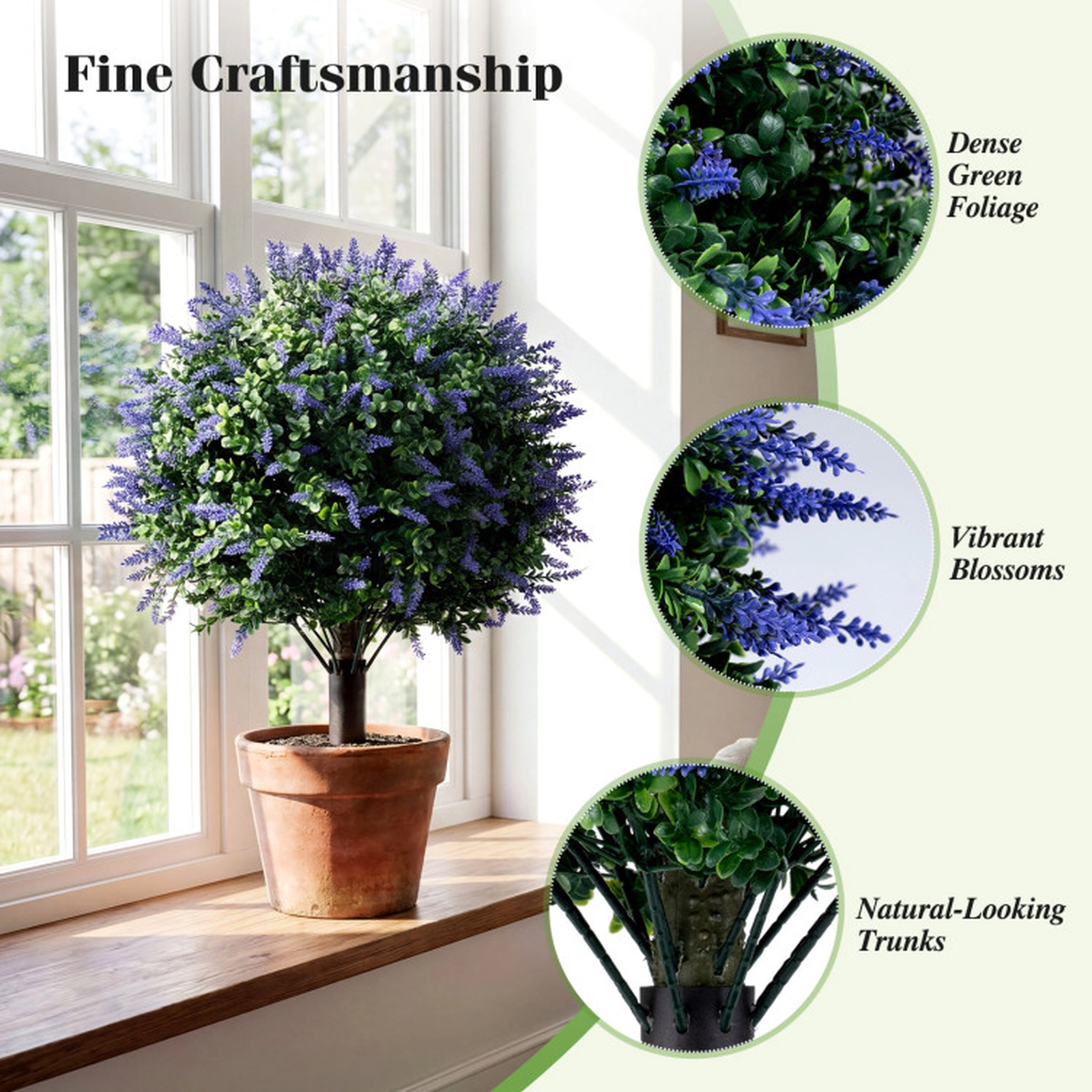 SUGIFT 2-Pack Ground Stake Lavender Blossom Artificial Boxwood Topiary Ball Trees 27.5-in Tall 8-in Spike 9-lb Purple