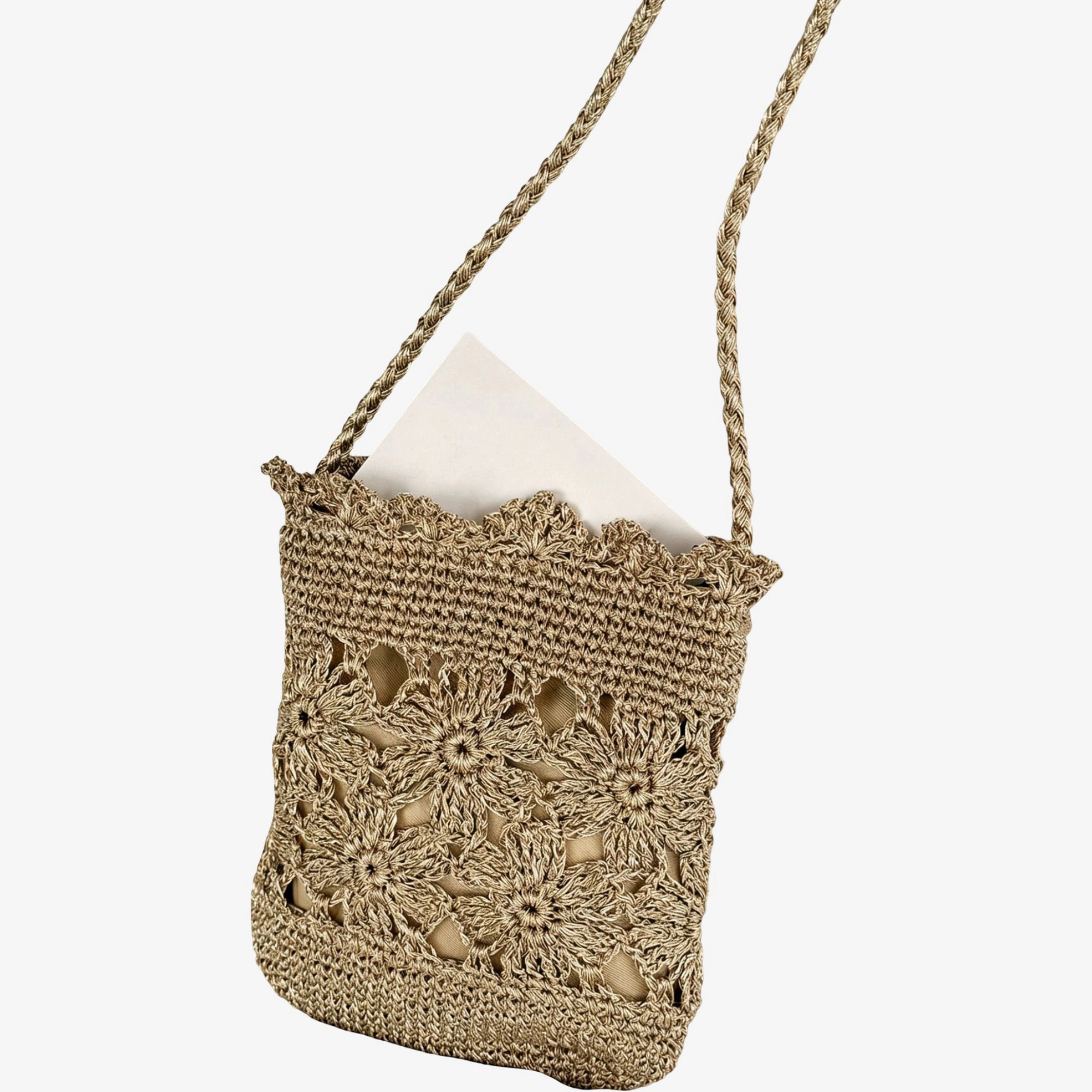 Alilang Women's Hand-Crocheted Small Crossbody Bag with Hollow Flower Design for Casual Everyday Wear