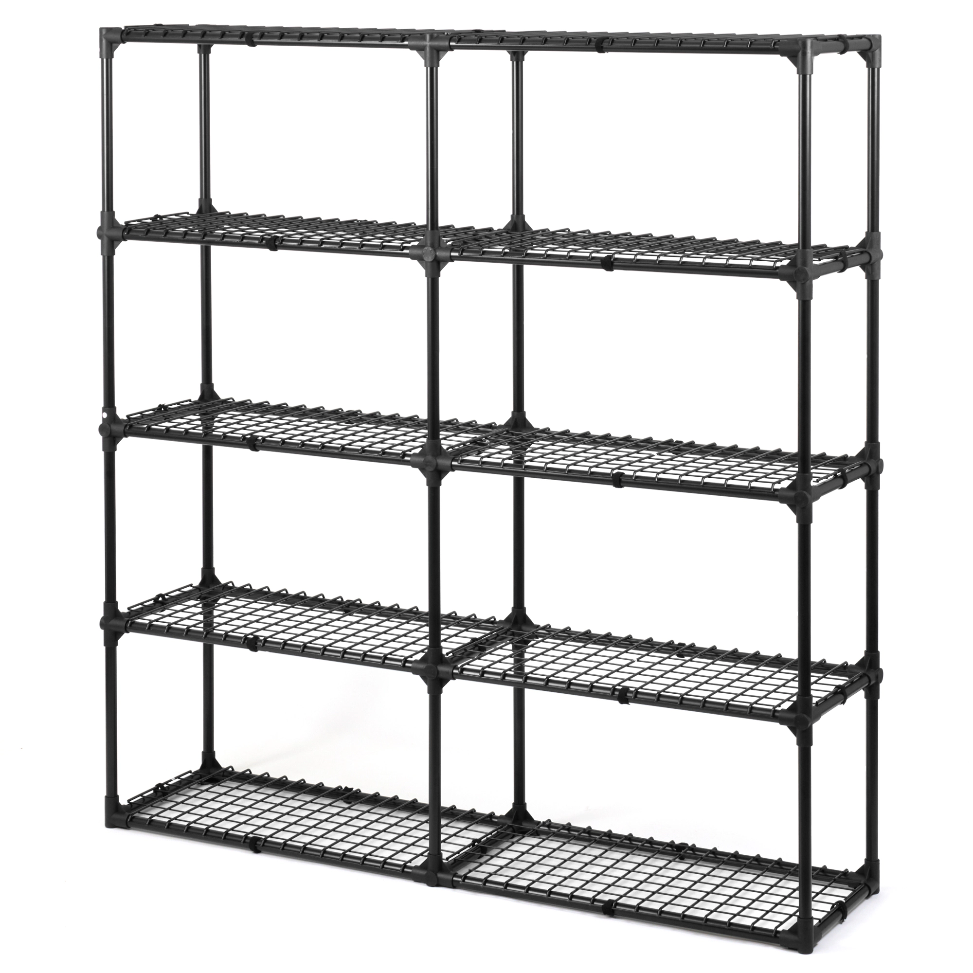 Flynama 4 Tier Black Steel Utility Shelving 57W x 45H in Heavy Duty Storage Rack for Home Office and Garage