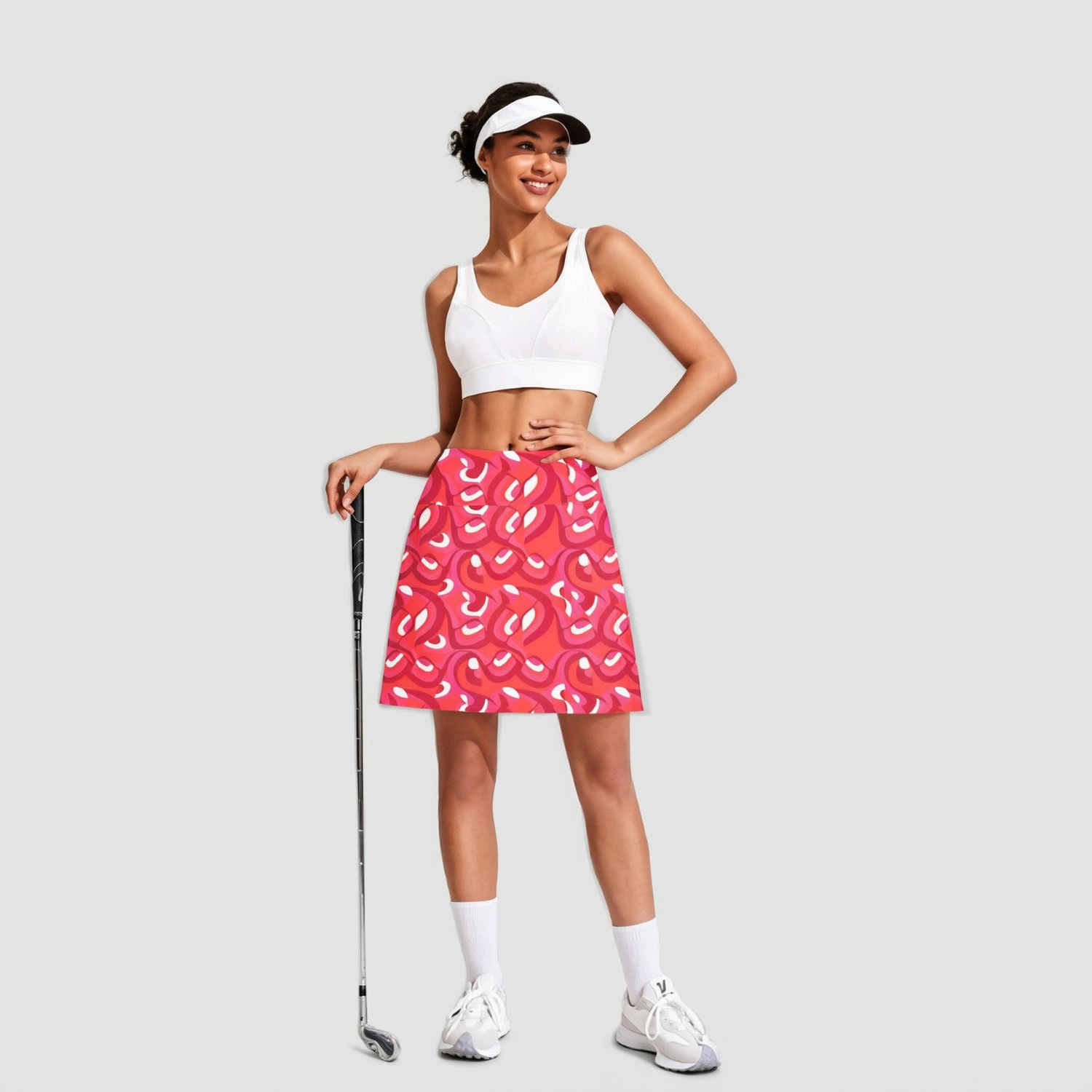 Pinspark Womens Vintage Floral A-Line Skirts High Waist Flowy Casual Tennis Skirt