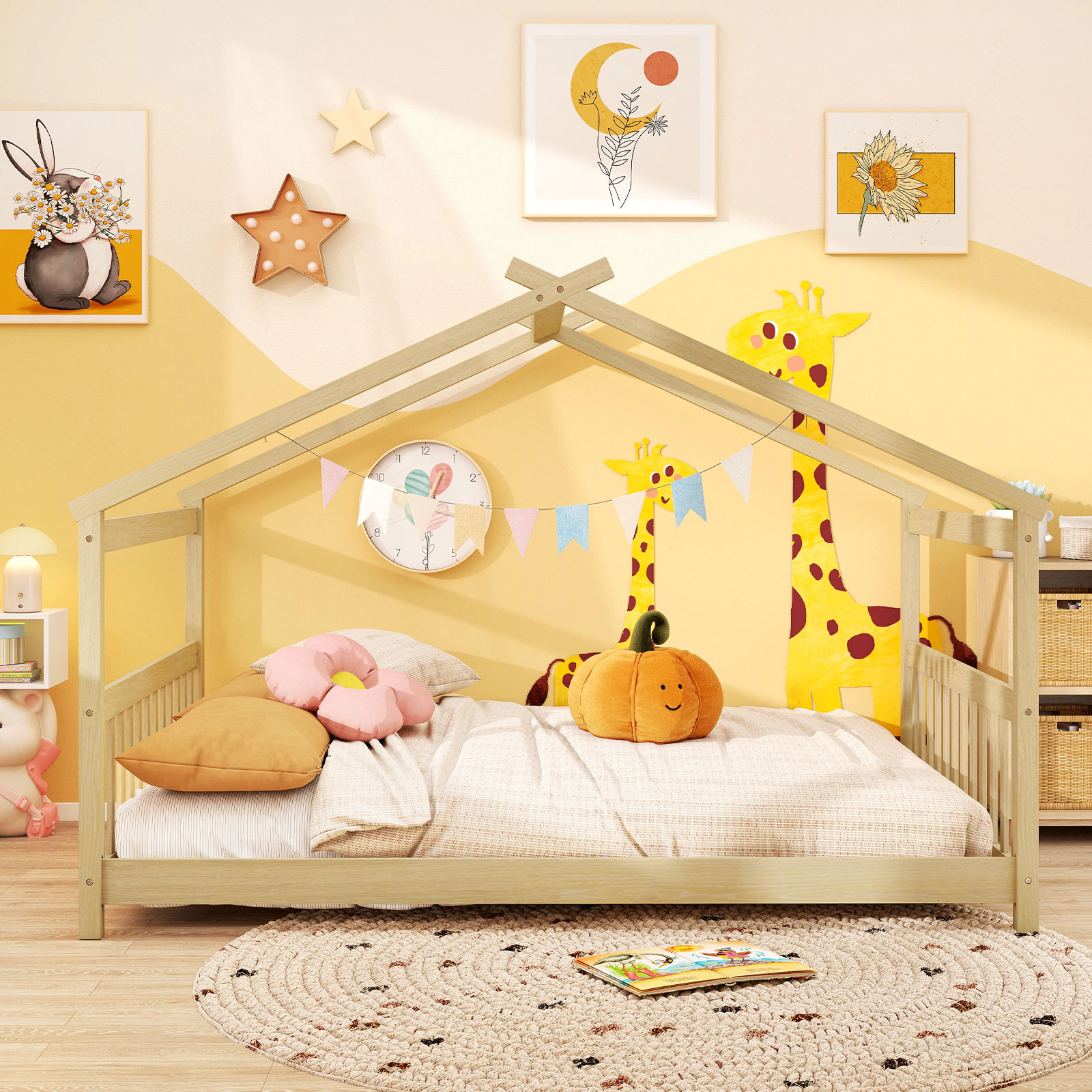 LJG Full House Bed Montessori Floor with Headboard