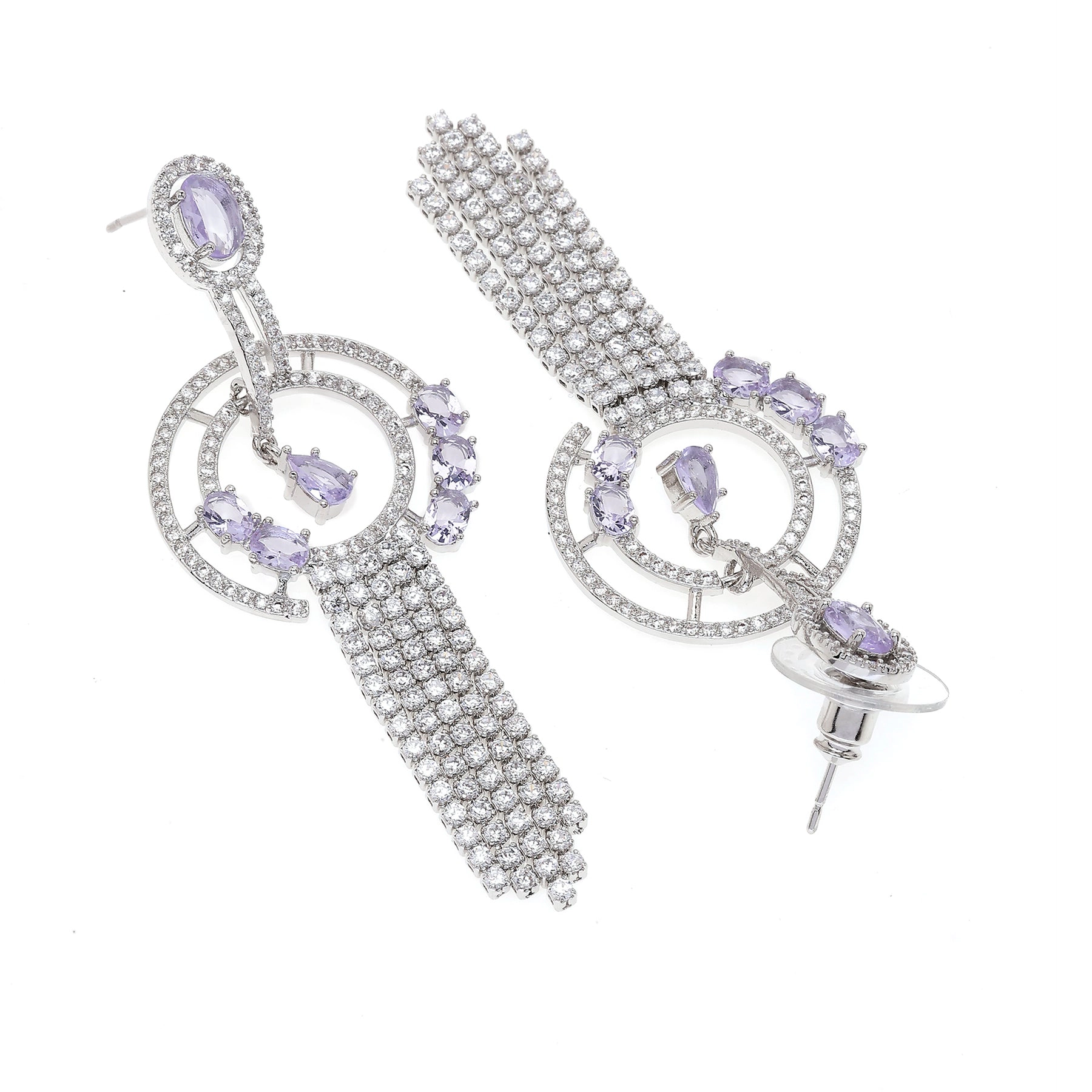 AGP PARIS Womens Geometric Purple Chain Drop Earrings