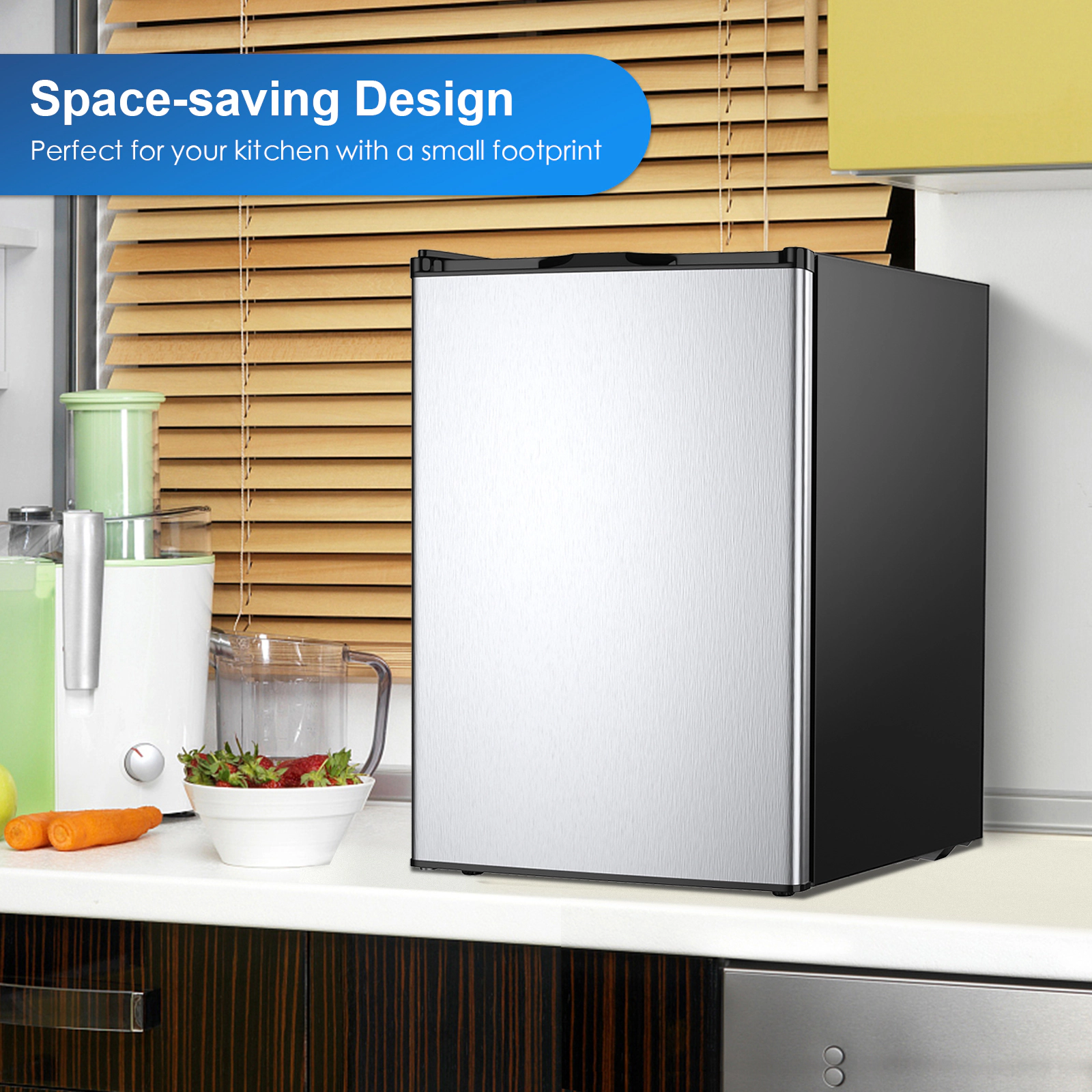 SUGIFT 3-Cu-Ft Stainless Steel Upright Freezer with 2 Chrome Shelves and Recessed Handle 20.5-in W 20-in D 31-in H