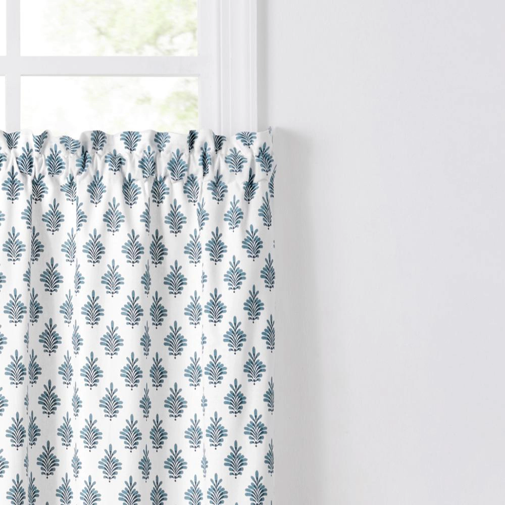Ellis Curtain Manchester Window Treatment 1.5" Rod Pocket 100% Cotton Curtain Tiers 50" x 36" Blue