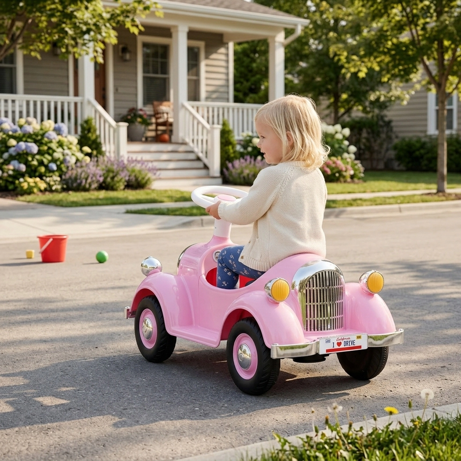 Baby Push Car Toddler Sliding Ride On Toy LED Headlight Horn Button Curved Seat Under-Seat Storage 19-36 Months Pink