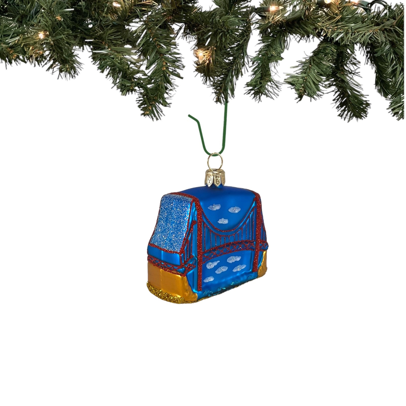 Pinnacle Peak Trading Company Golden Gate Bridge San Francisco Small Polish Glass Christmas Ornament