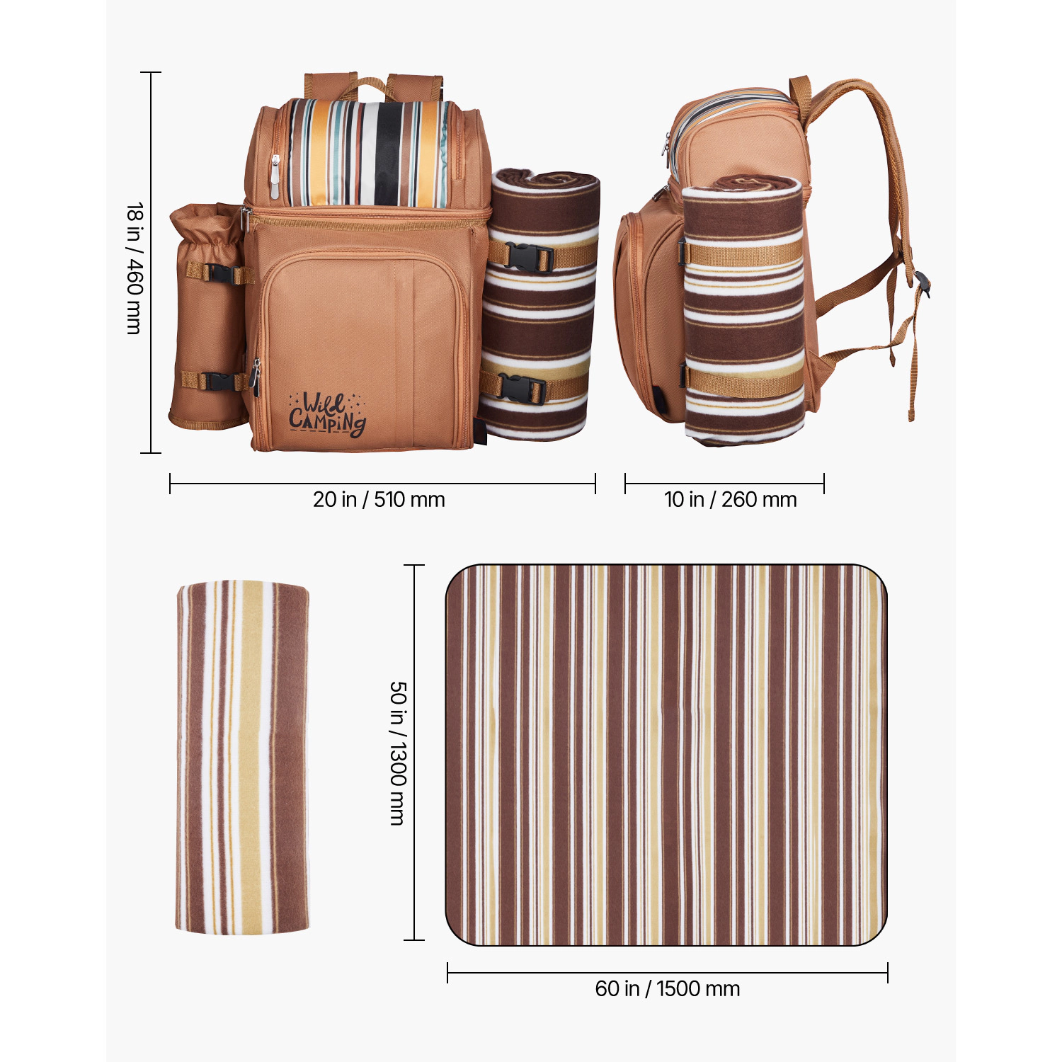 HONGGE Picnic Backpack Beach Bag for with Insulated Cooler Compartment Detachable Bottle/Wine Holder