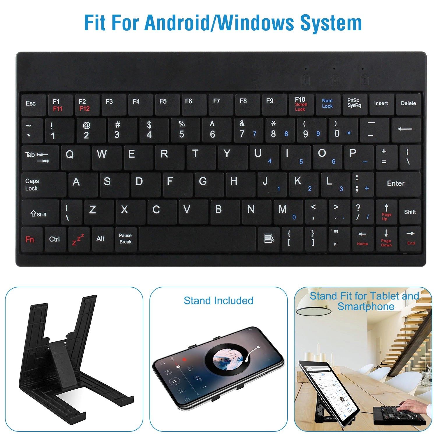 GBruno 80-Key Wired USB Keyboard With Tablet Stand