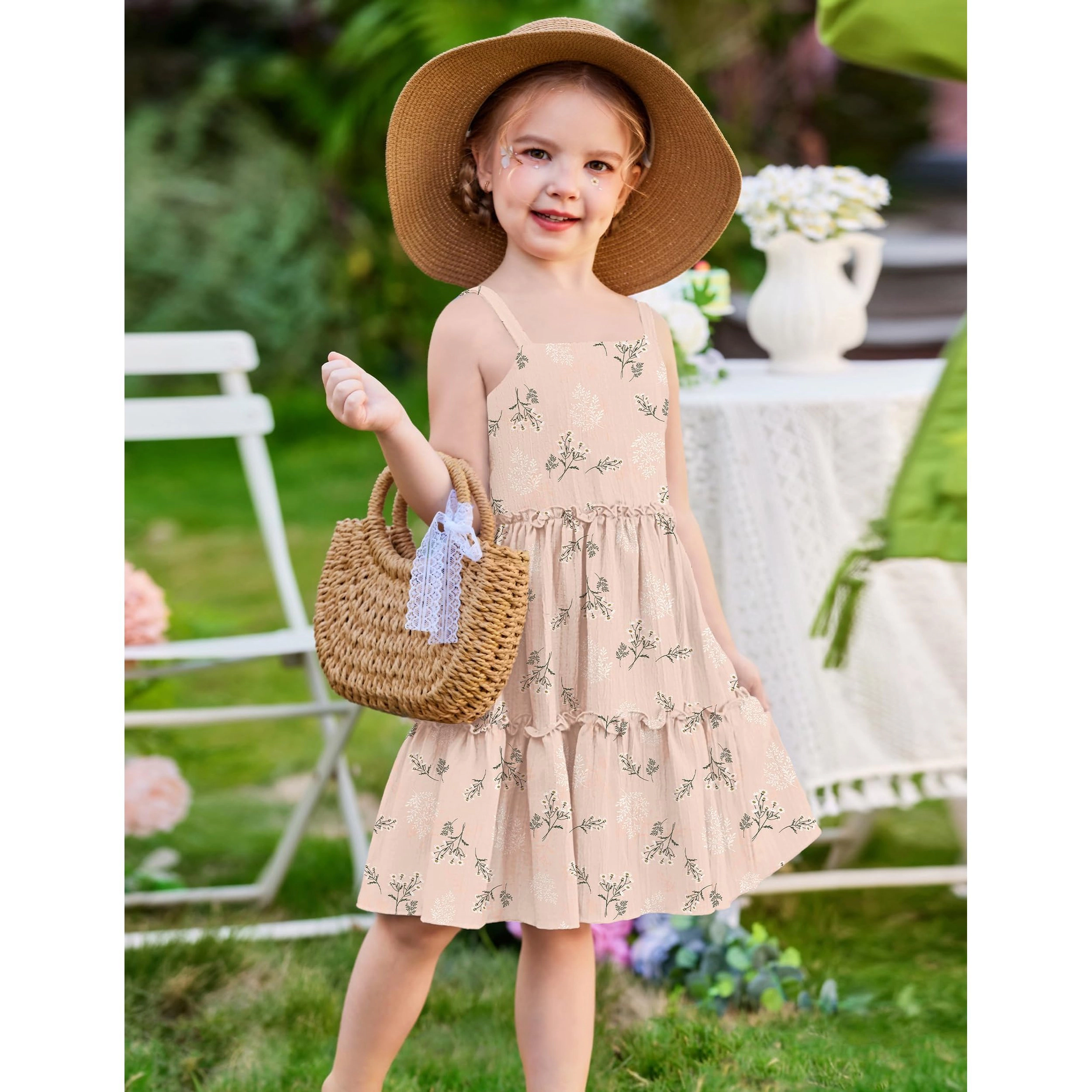 Arshiner Girl's's Spaghetti Strap Boho Sundress