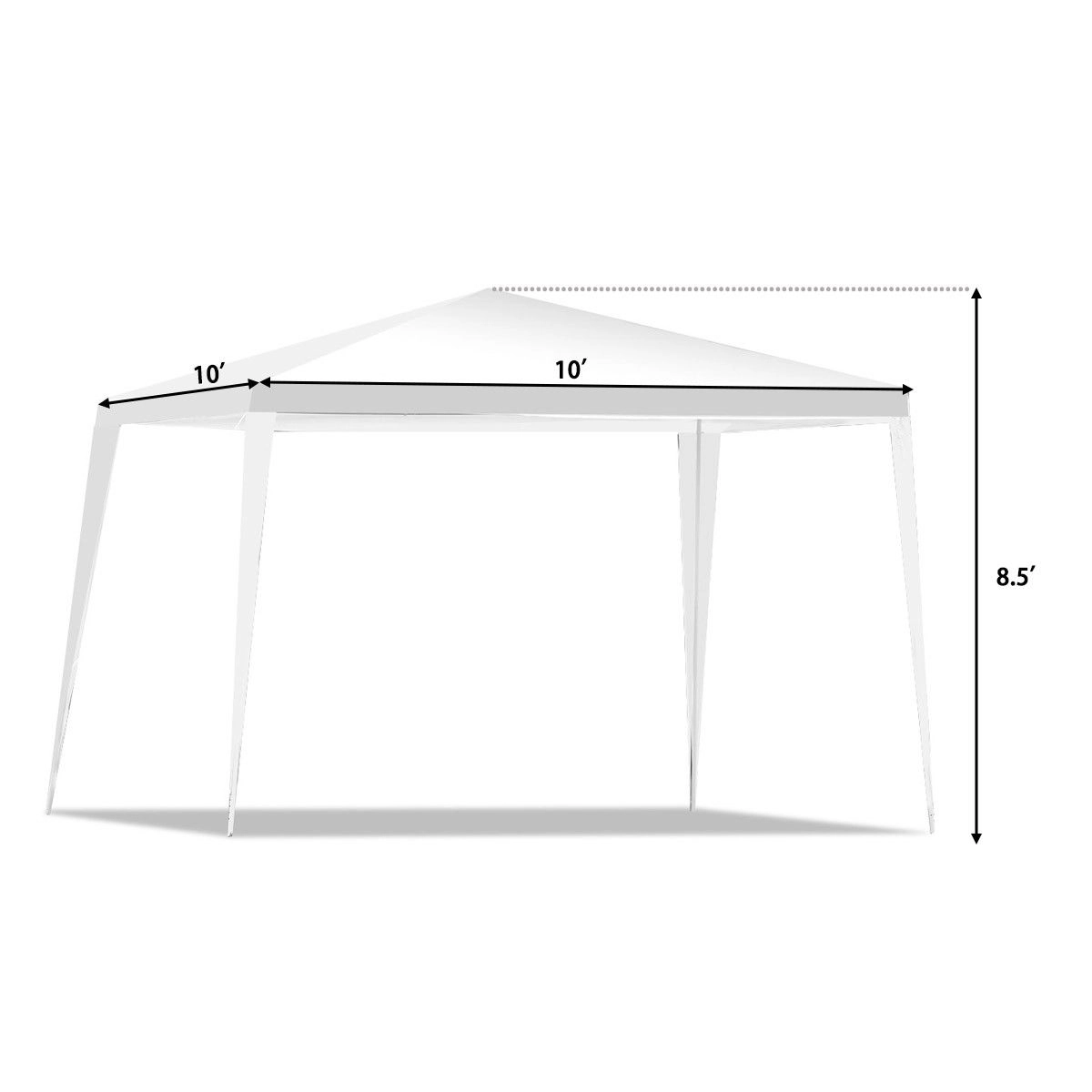 SUGIFT White Outdoor Wedding Party Canopy Tent with Steel Frame Ropes and Stakes 10-ft W 10-ft D 8.5-ft H