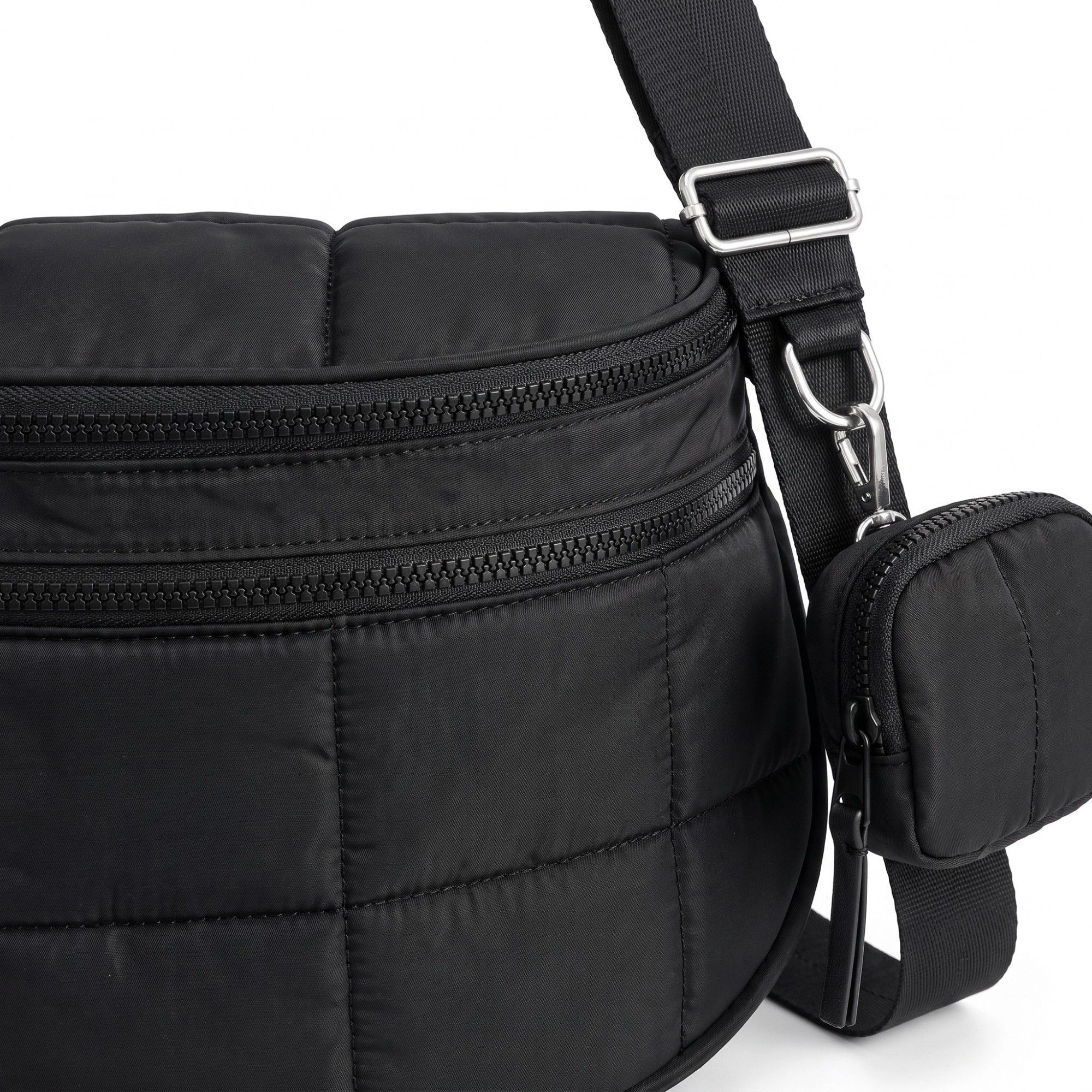 Alilang Women's Grid Padded Saddle Crossbody Bag with Detachable Mini Pouch and Adjustable Wide Strap 10.2x4.5x8.3in