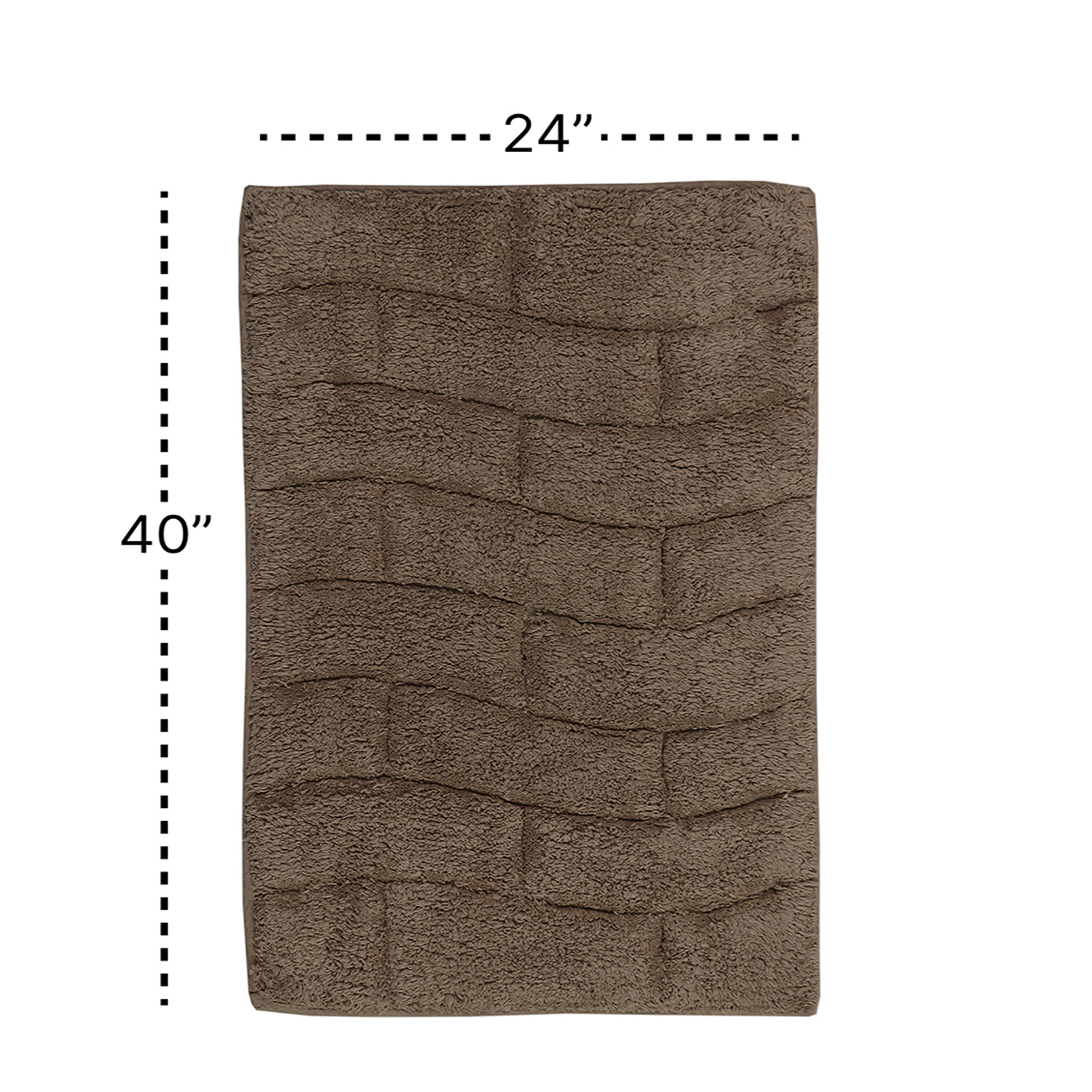 Knightsbridge Stylish And Comfortable All Season Traditional New Tile Design Cotton Bath Rug 24" X 40" Stone