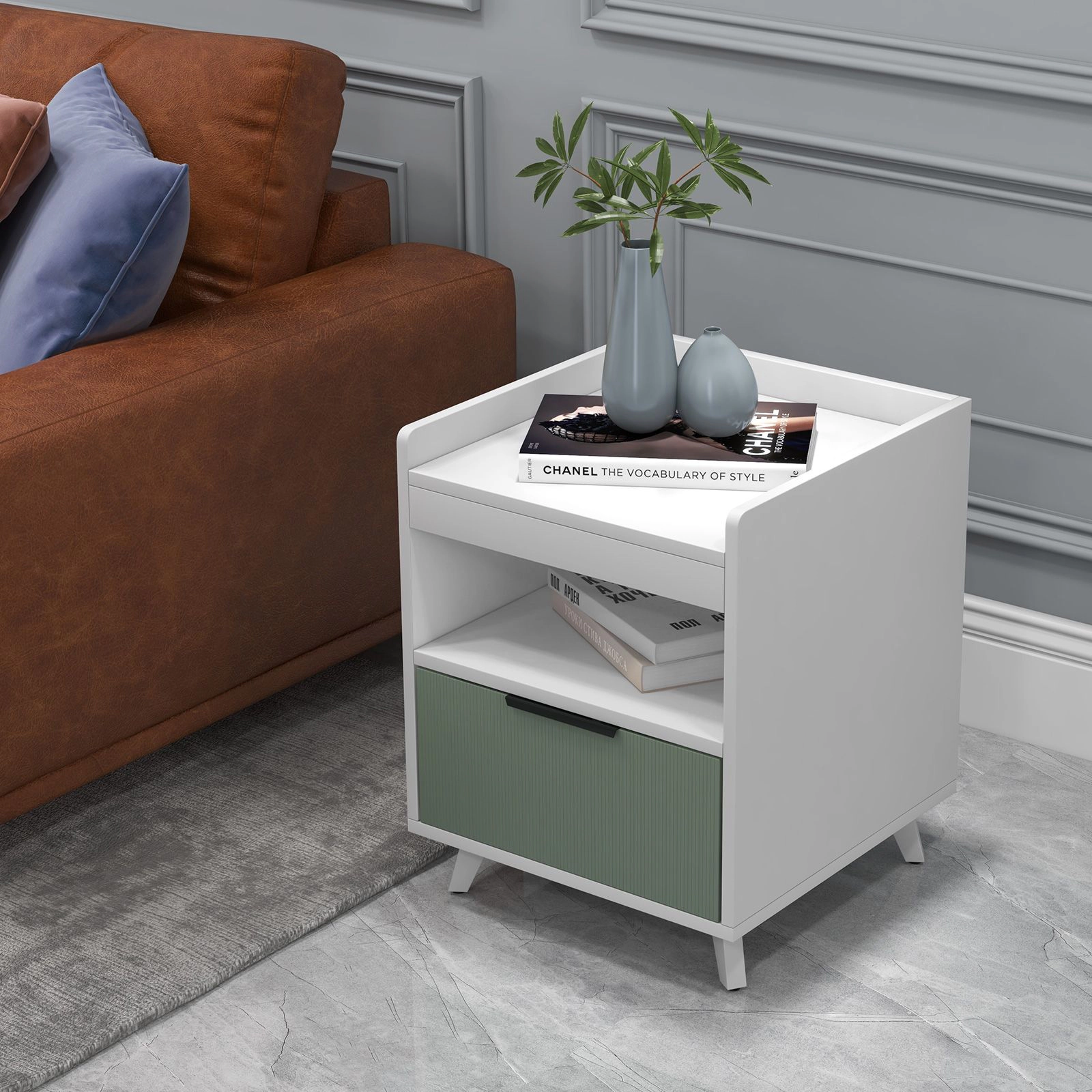 SlickBlue Unisex Modern LED Storage Nightstand Bedside Table