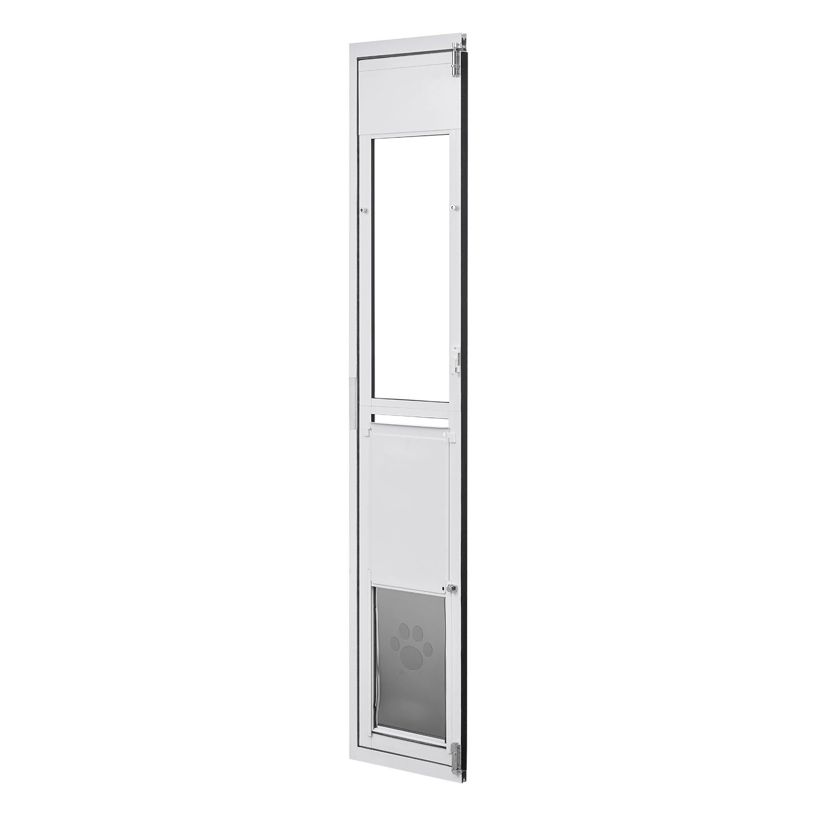 HONGGE 180° Swing Sliding Glass Dog Door for Large Dogs up to 100 lbs, Weatherstripped Aluminum Alloy Frame