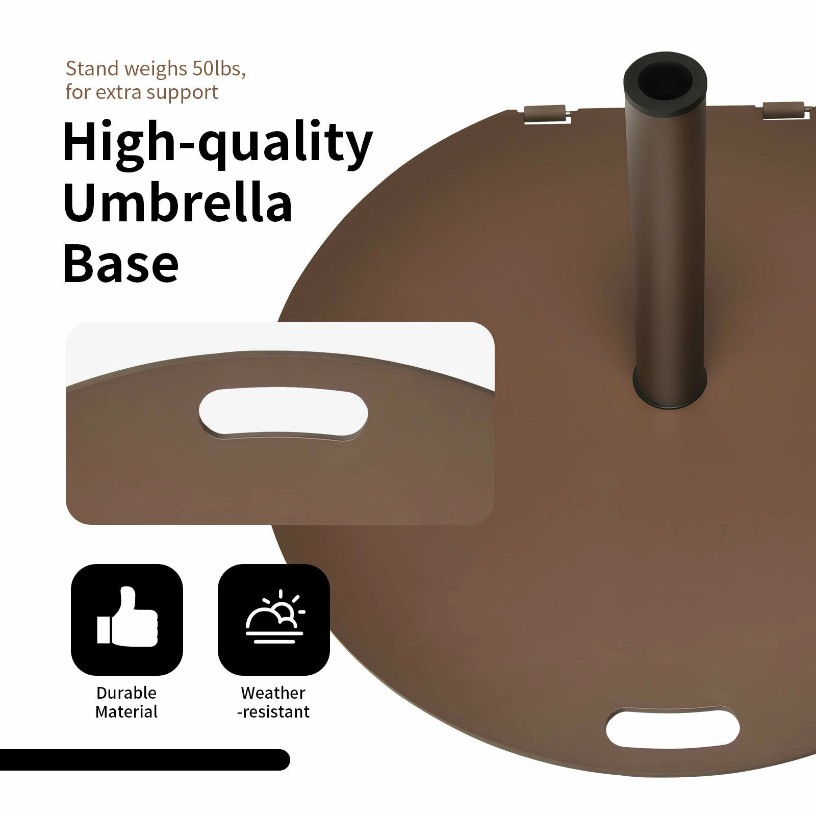 Hivvago 50 Lbs Umbrella Base Stand With Wheels For Patio