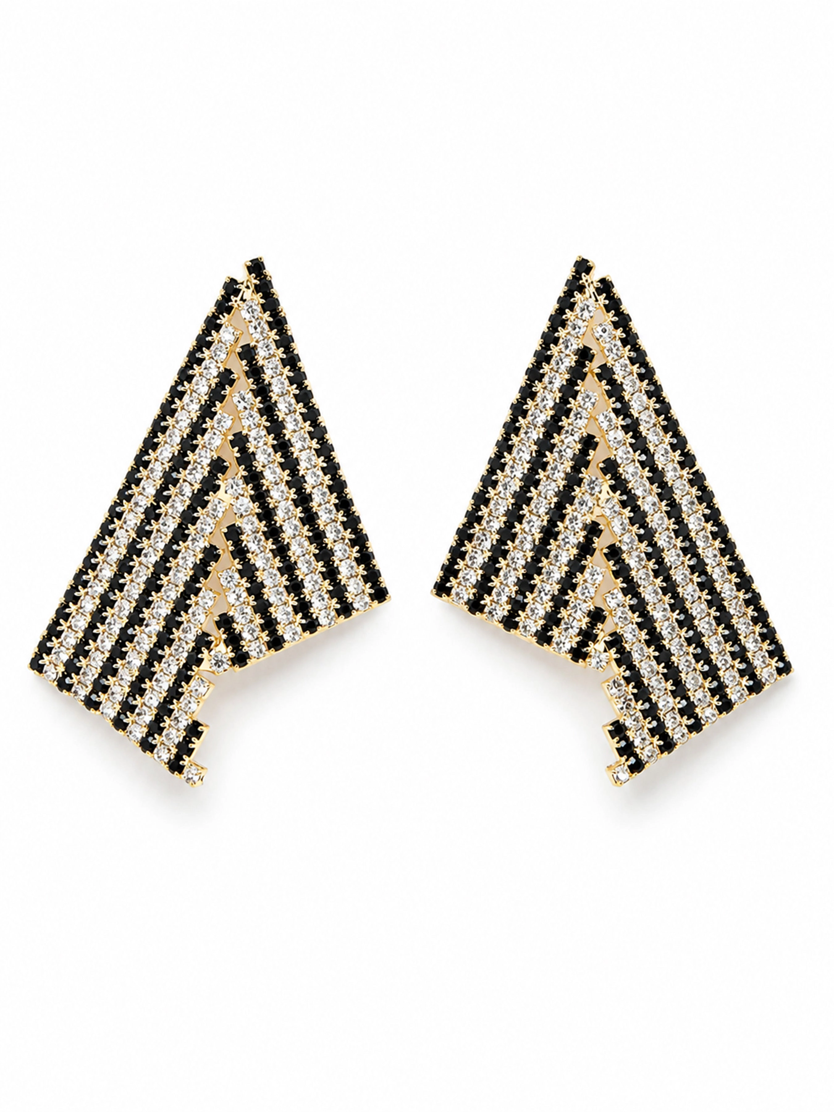 AGP PARIS Womens White Crystal Asymmetrical Triangle Drop Earrings