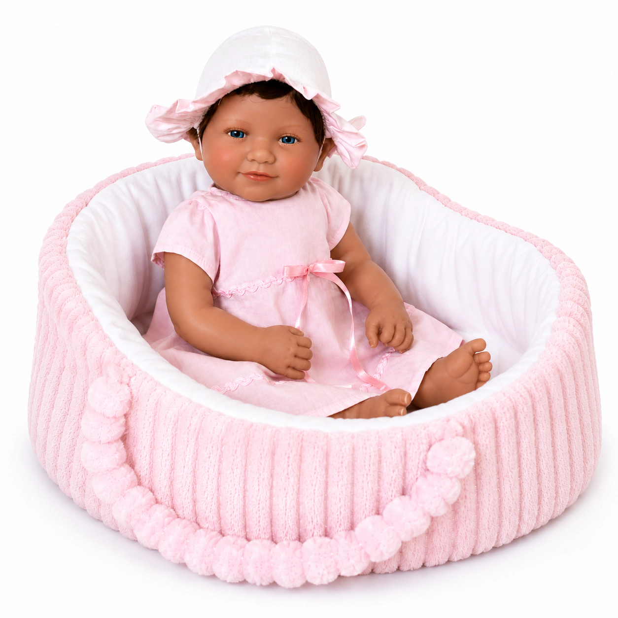 Ann Lauren Dolls Faith – 20 Inch Baby Dimples Doll in Pink Dress with Bonnet