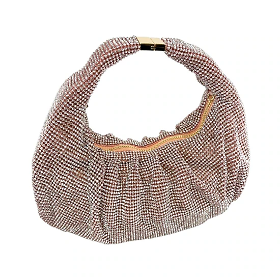 Fashnzfab Rhinestone Bling Studded Slouch Hobo Evening Crossbody Bag