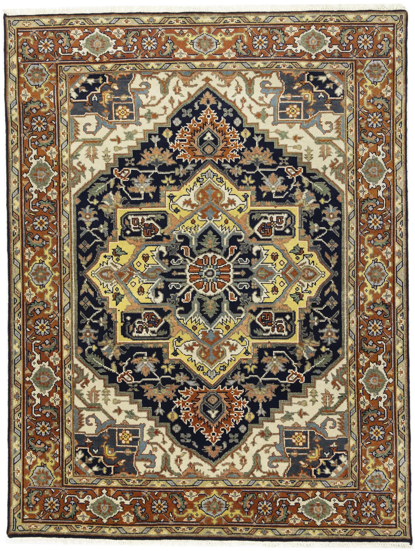 Magic Rugs Dark Navy Floral 8X10 Heriz Serapi Oriental Rug