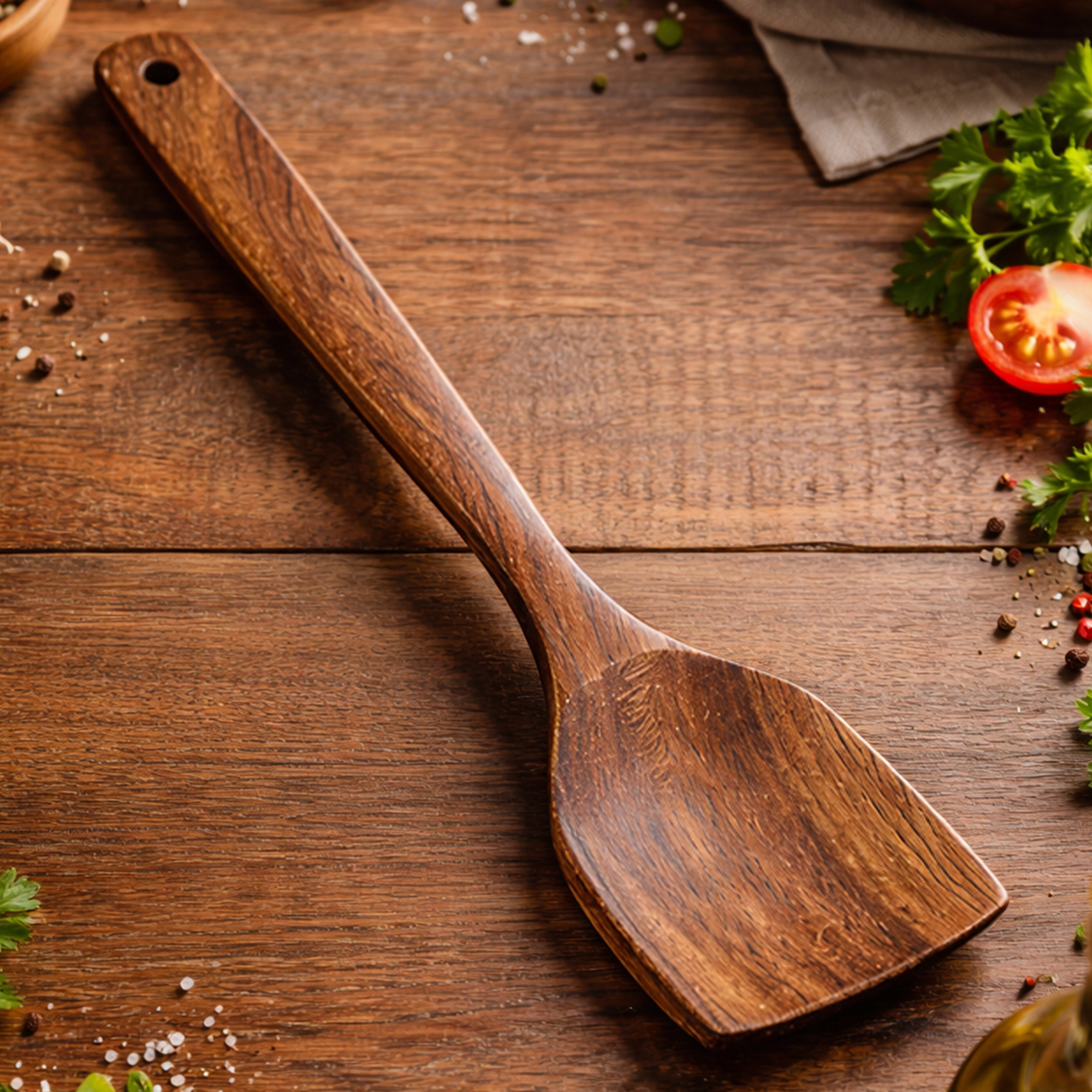 Cheer Collection Teak Wood Cooking Spatula for Nonstick Cookware