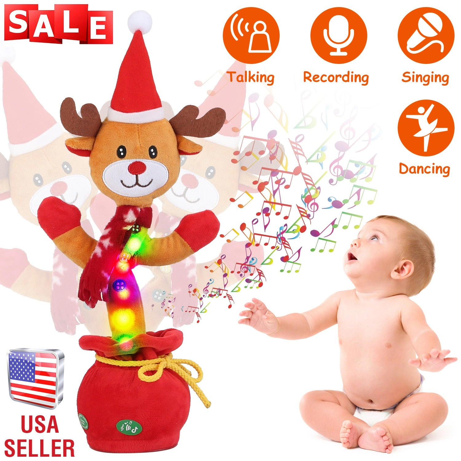 GBruno Interactive Dancing Christmas Plush Toy