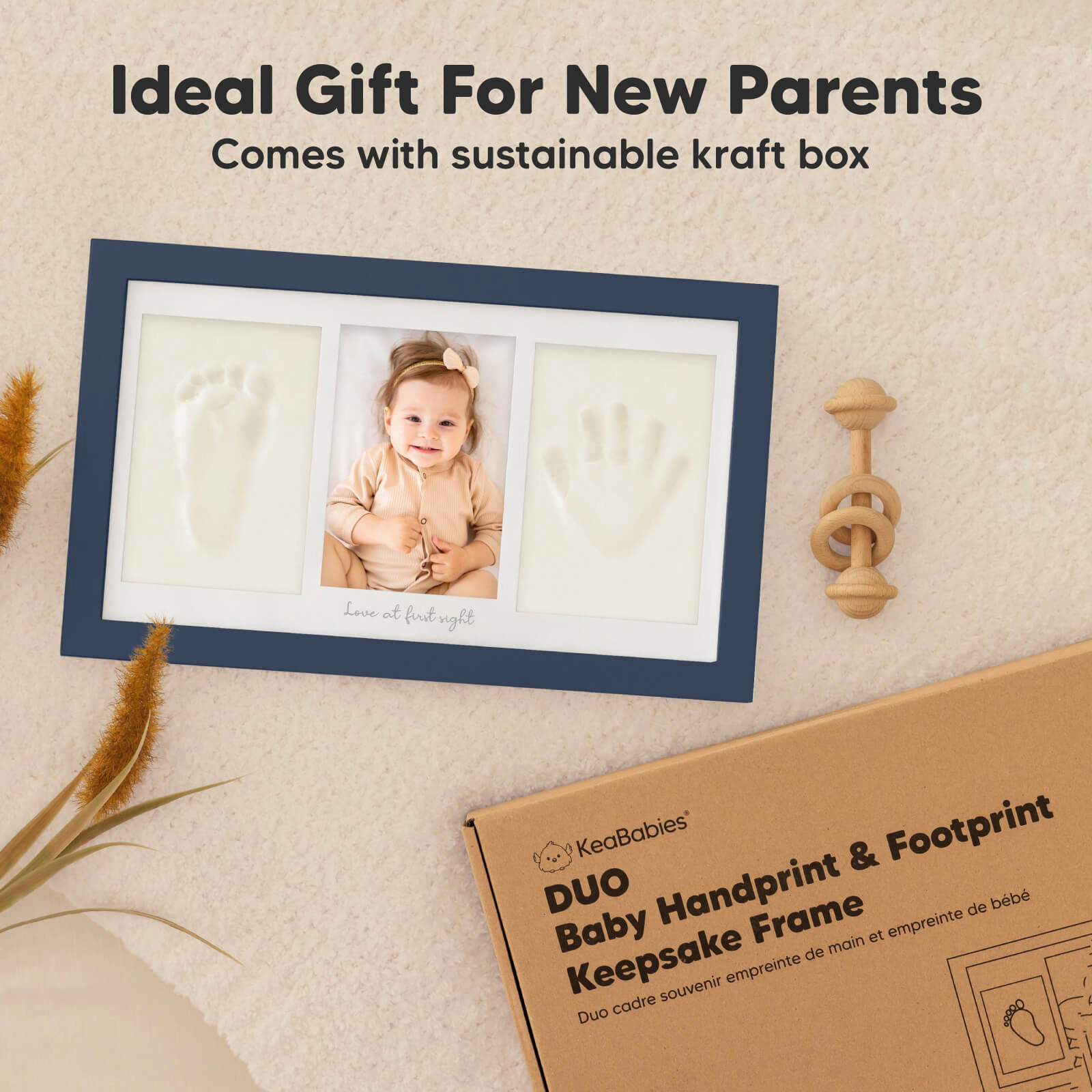 KeaBabies Baby Handprint & Footprint Keepsake Duo Frame for Girls and Boys
