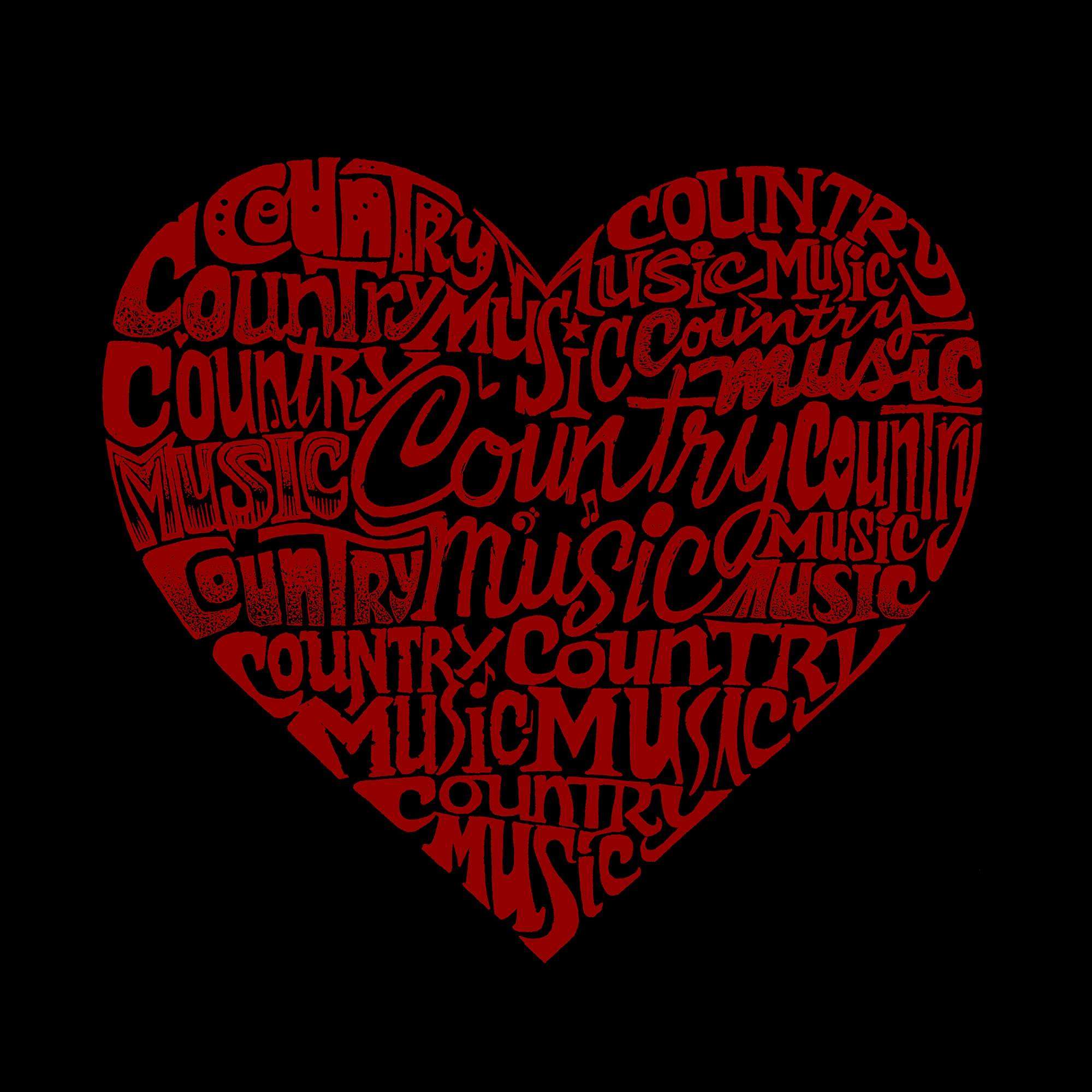 LA Pop Art Women's Plus Word T-Shirt - Country Music Heart