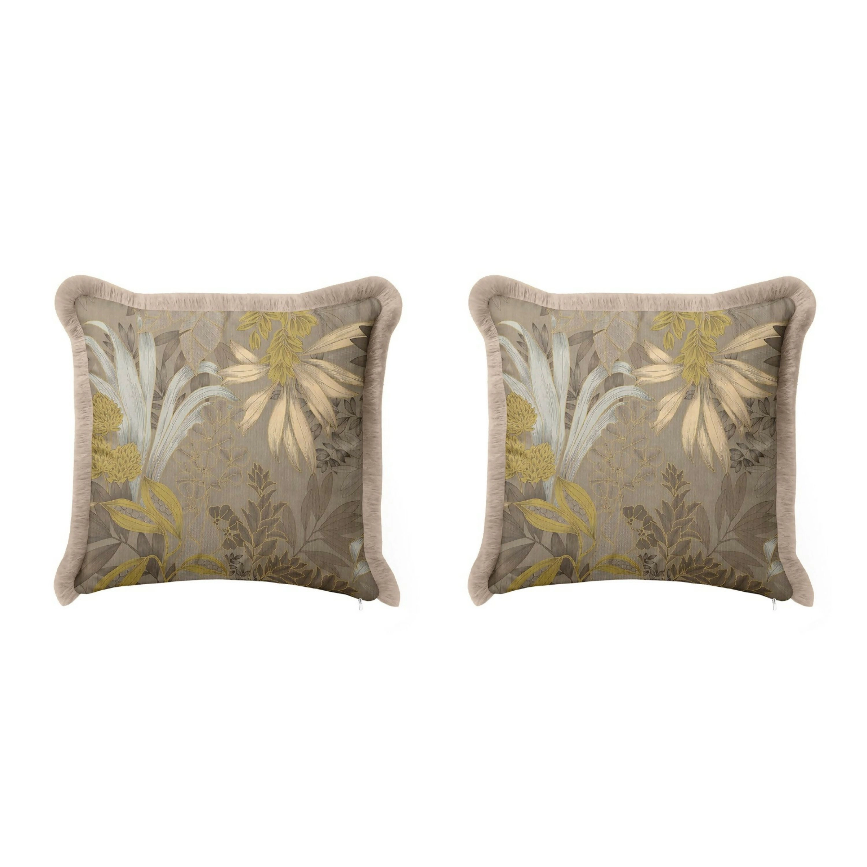 Wear Sierra Leaf Patterned Set of 2 Tasseled Throw Pillow Cover