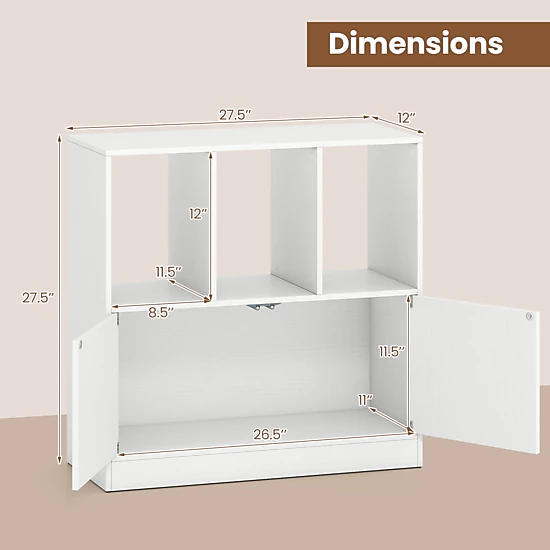 SUGIFT 3-Cube Black Bookcase with Enclosed Cabinet Compartment 27.5-in W 27.5-in H 33-lb Per Cube