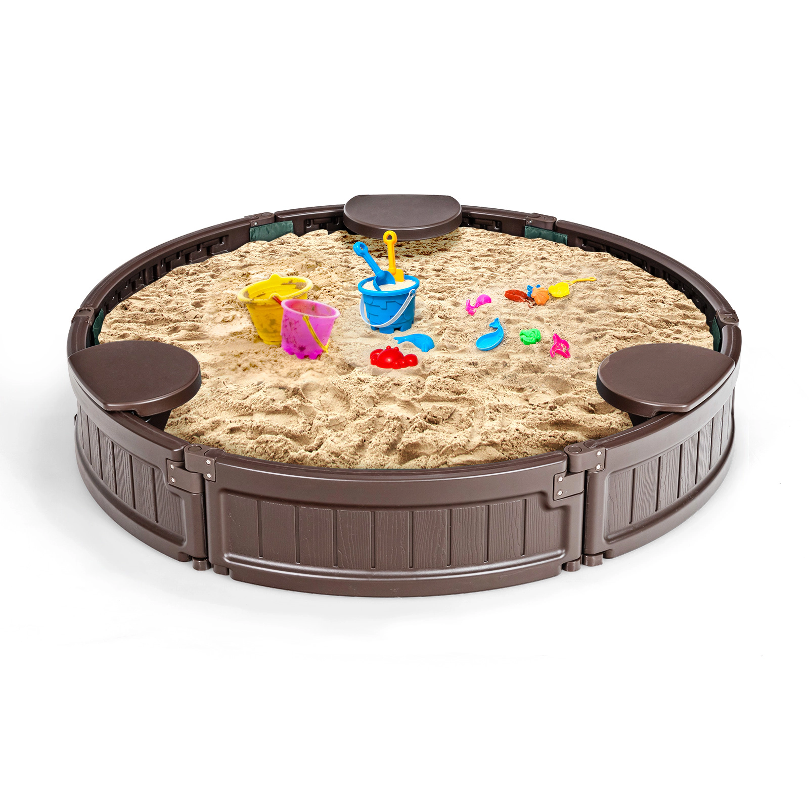 LJG Kids Sandbox with Built-in Corner Seat and Cover