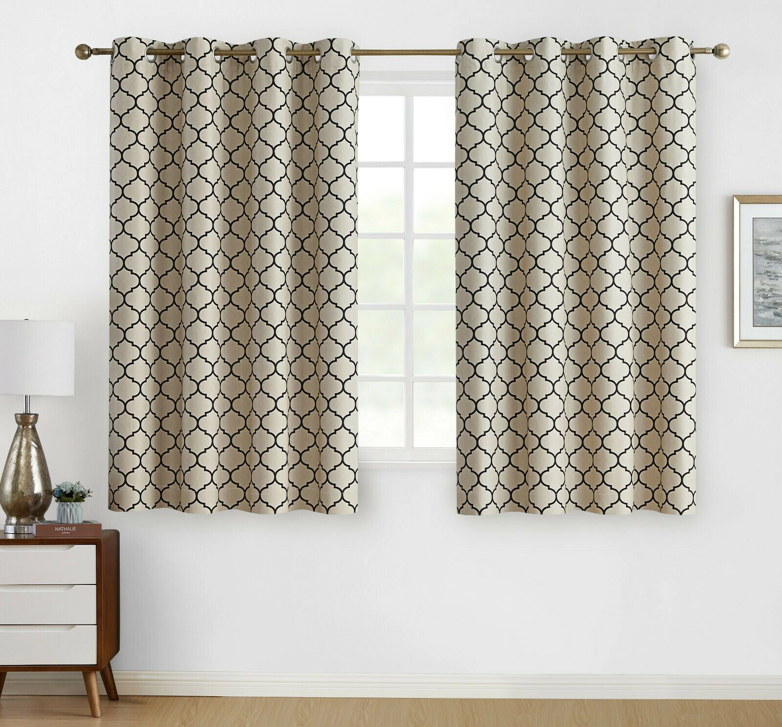 Kate Aurora Chic Living 100% Max Blackout Trellis Thermal Curtains