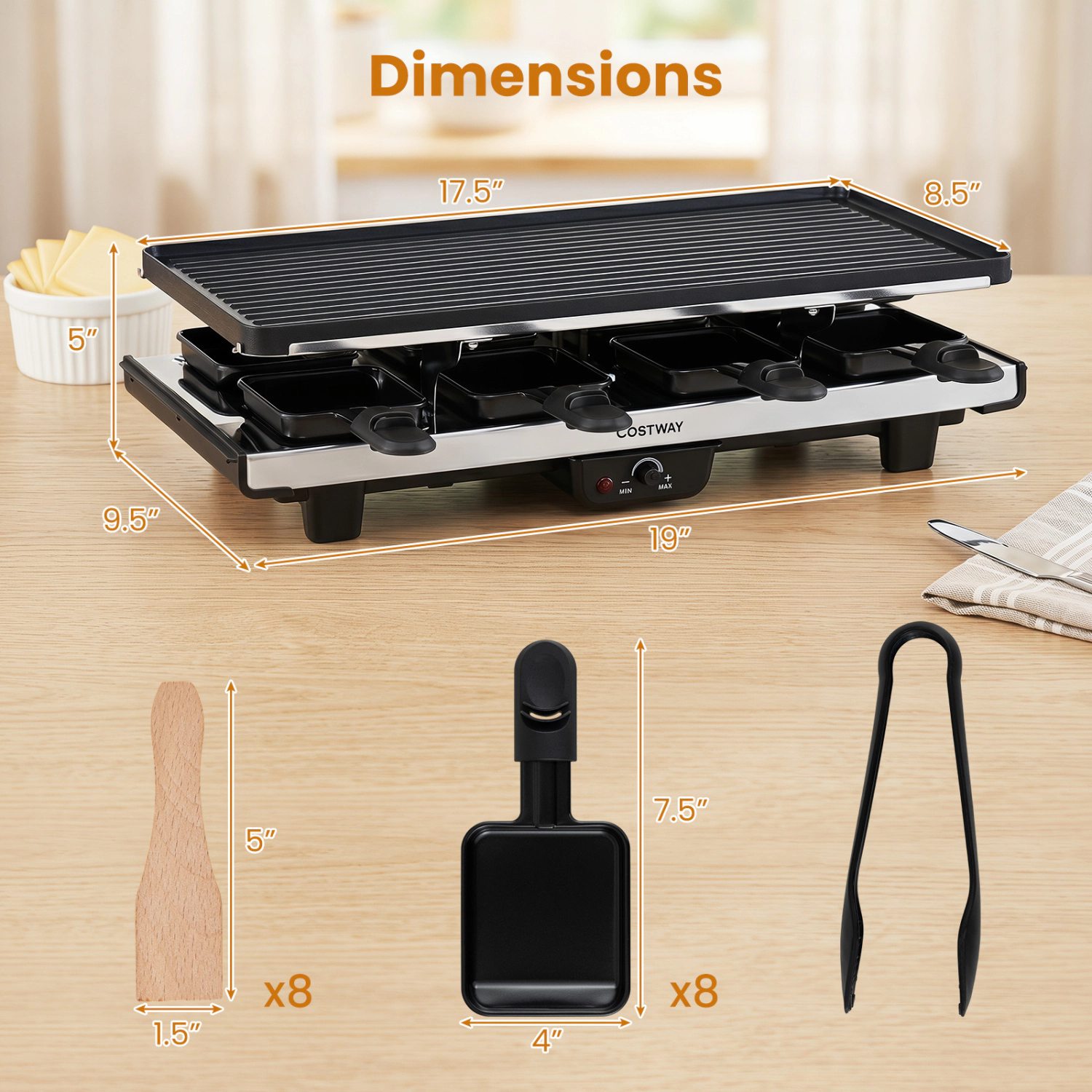 LJG 2-in-1 Table Grill and Griddle with Reversible Nonstick Plate for 8