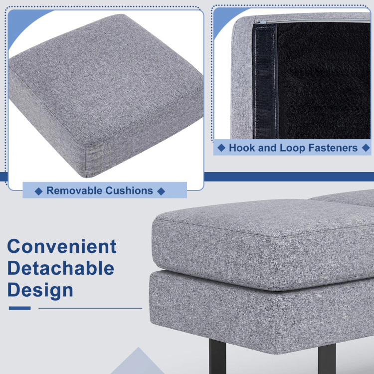 Hivvago Waiting Room Bench Seating Long Bench With Metal Frame Leg