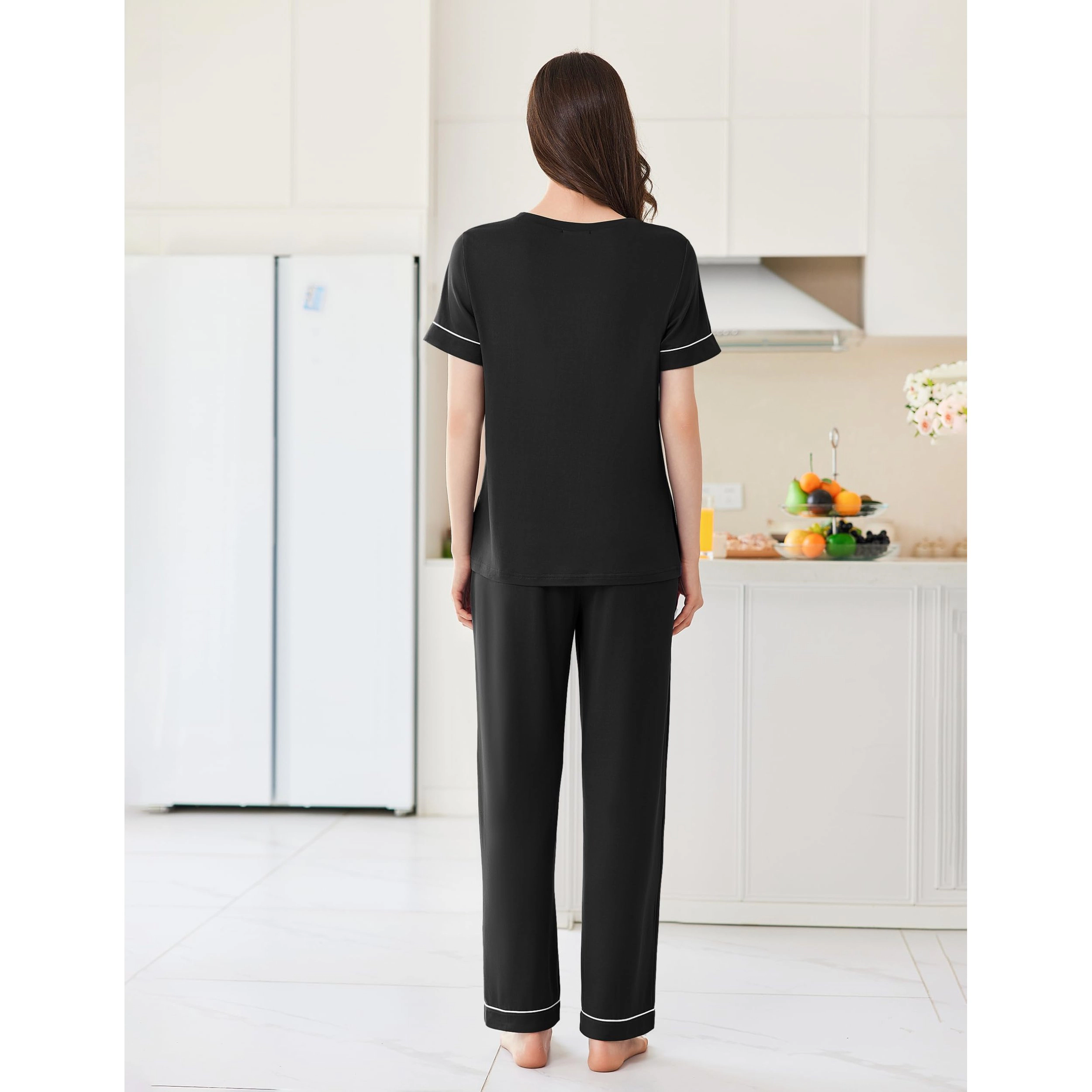 Ekouaer Womens Pajama Sets Short Sleeve Top and Pants 2 Piece Pjs Soft Sleepwear Comfy Lounge Set