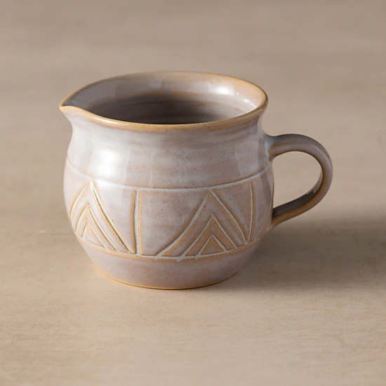 Ten Thousand Villages Mountain Peaks Ceramic Cream and Sugar Set