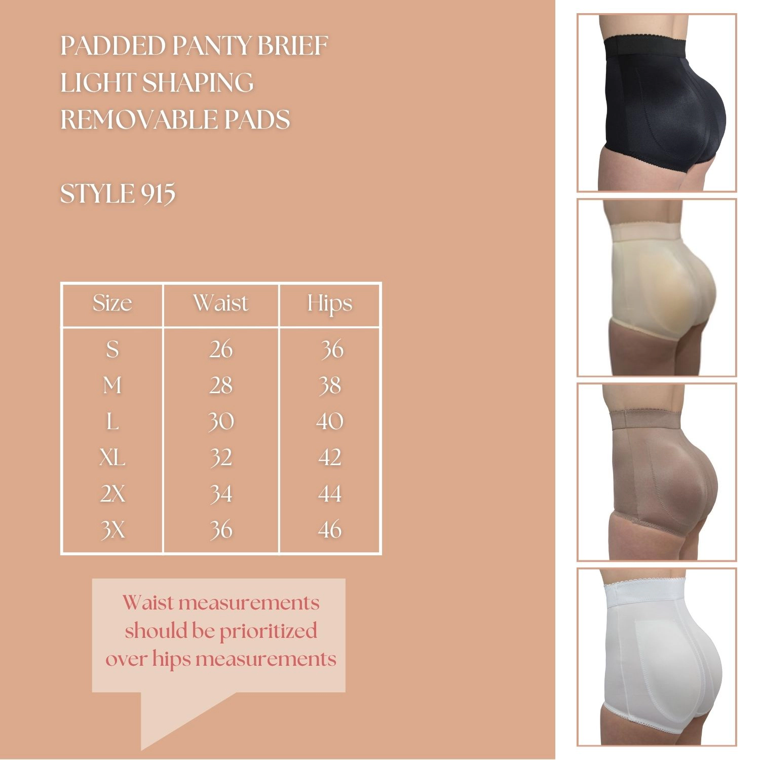 Rago High Waist Padded Panty | Light Control Shaping Brief Style 915