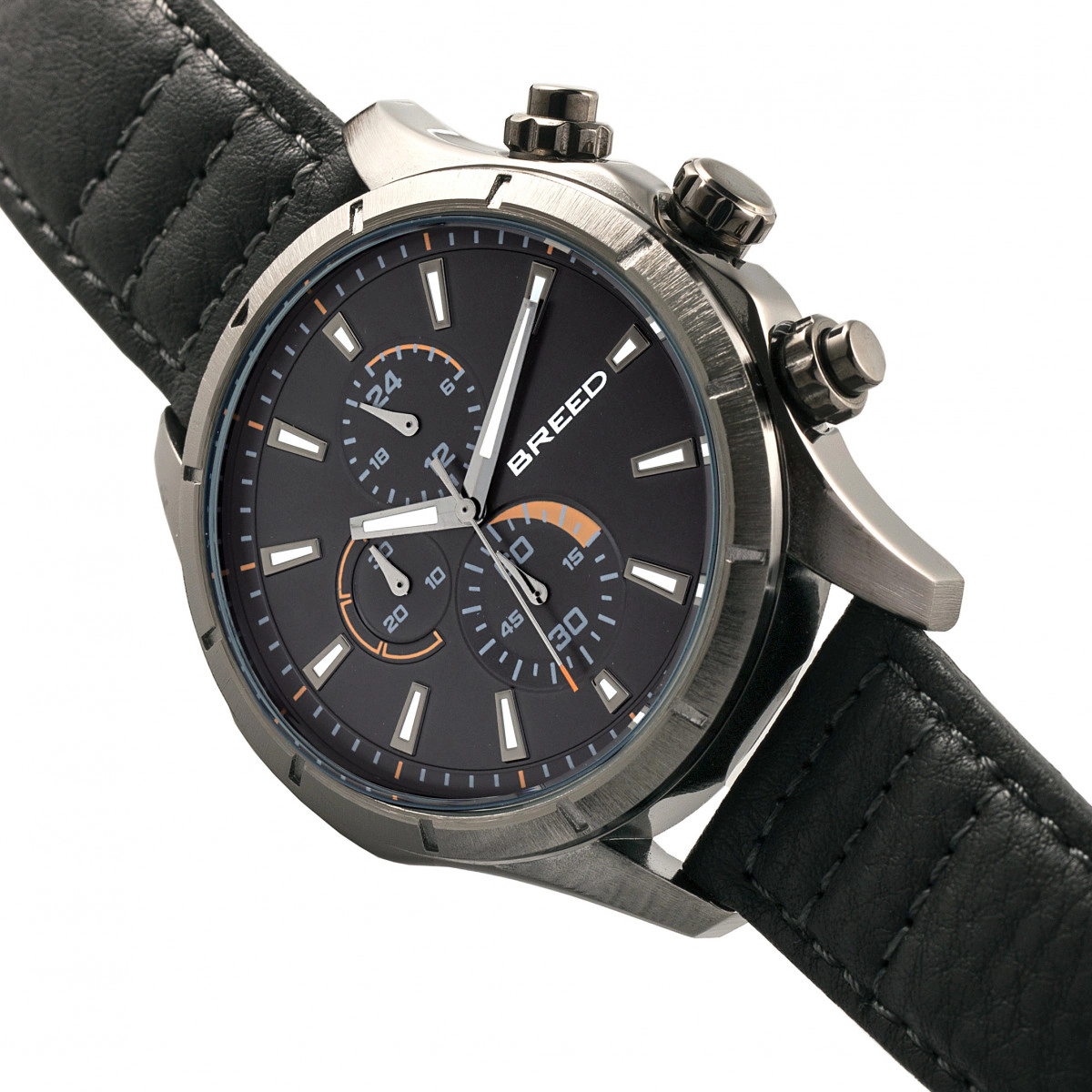 Breed Lacroix Chronograph Leather-Band Watch
