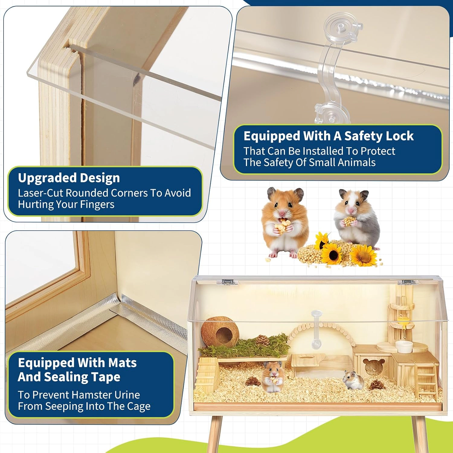 Small Poplar Plywood Hamster Cage, Vertical Large-Space Small Animal Hutch 81.28x40.64x101.60cm